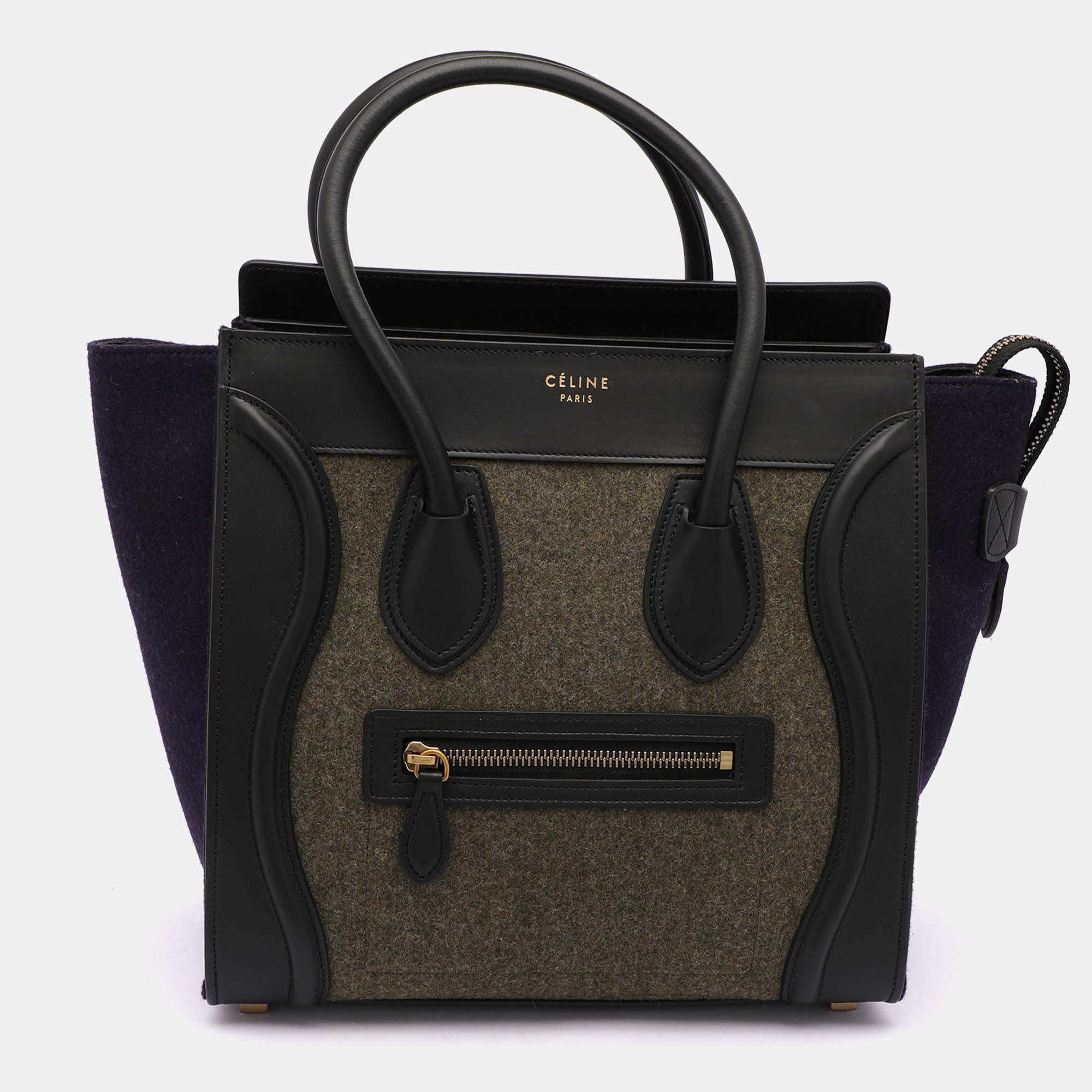 Pre Owned Celine Multicolor Leather and Felt Micro Luggage Tote