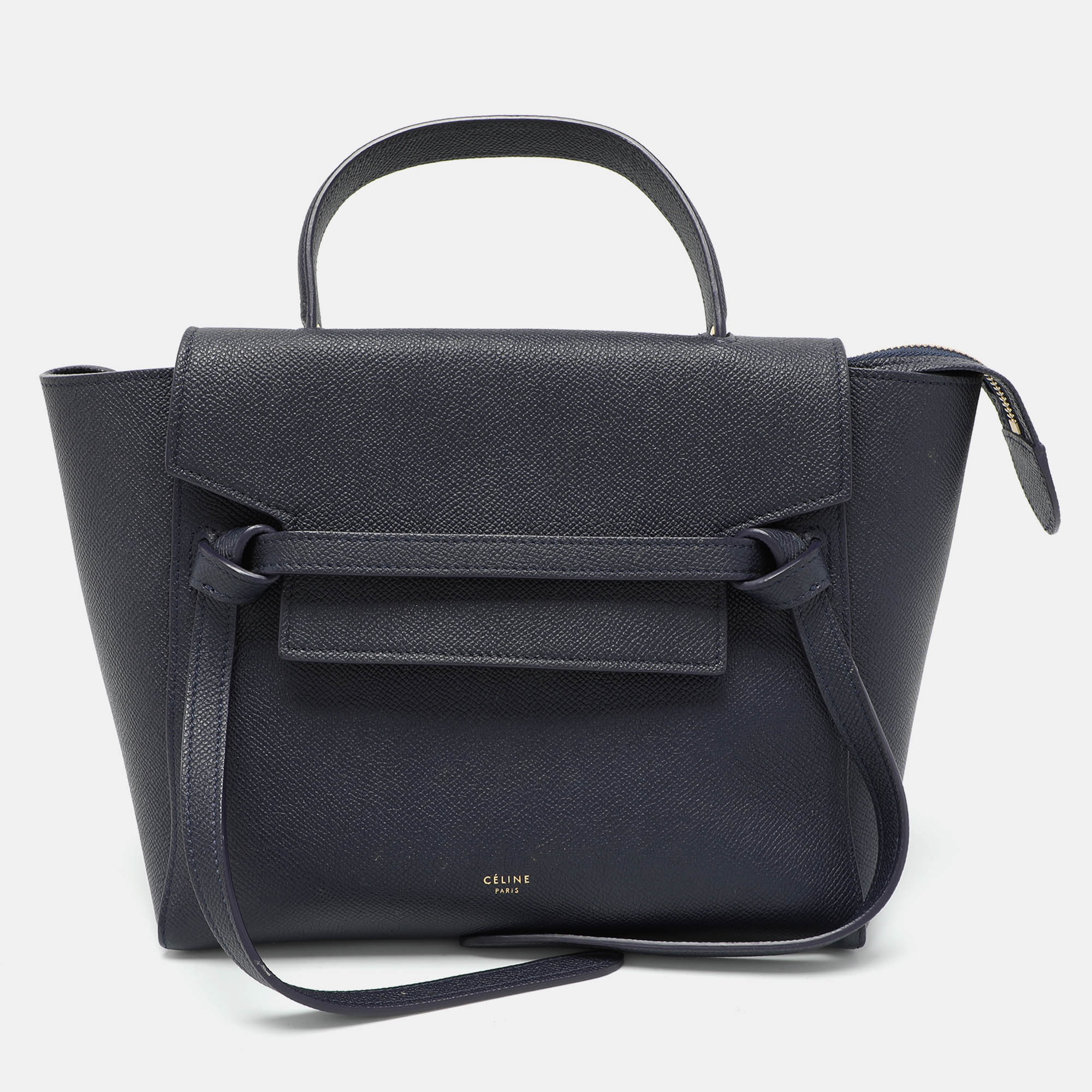 Celine Blue Leather Micro Belt Top Handle Bag