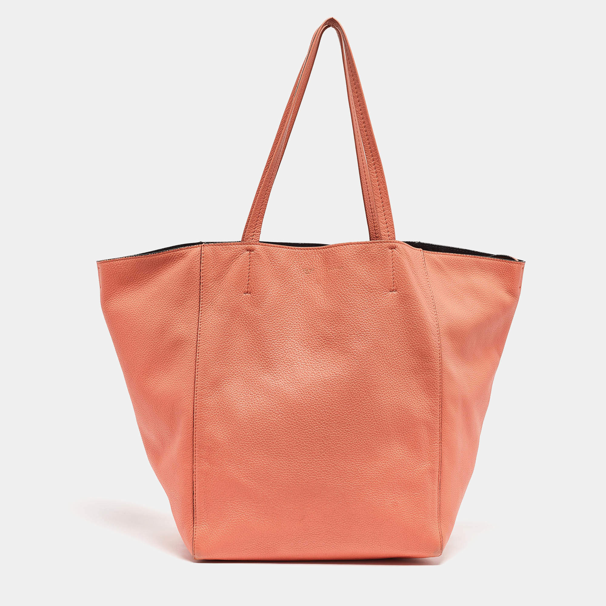 Celine Orange Leather Medium Cabas Phantom Tote