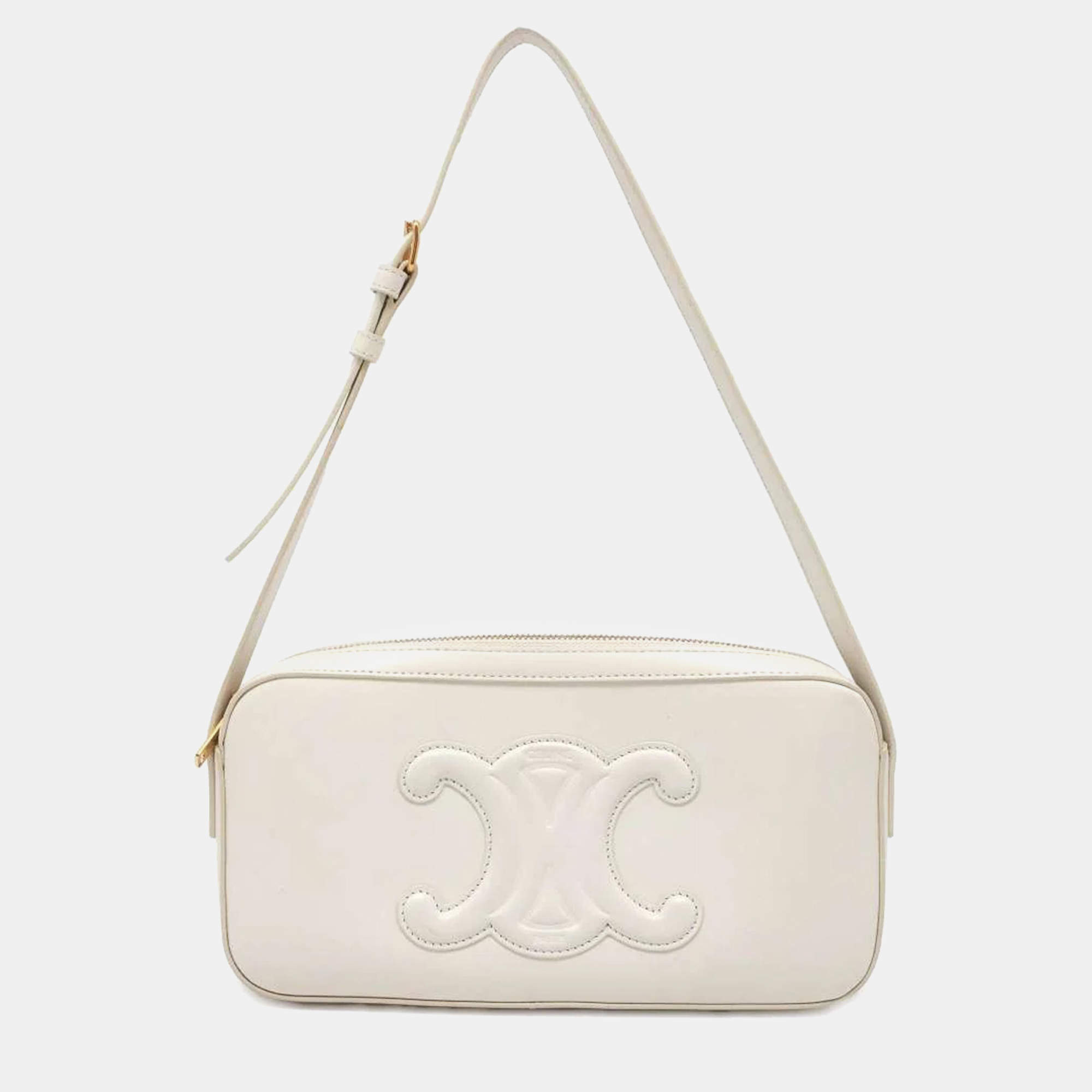 Celine Ivory Leather Triomphe Shoulder Bag