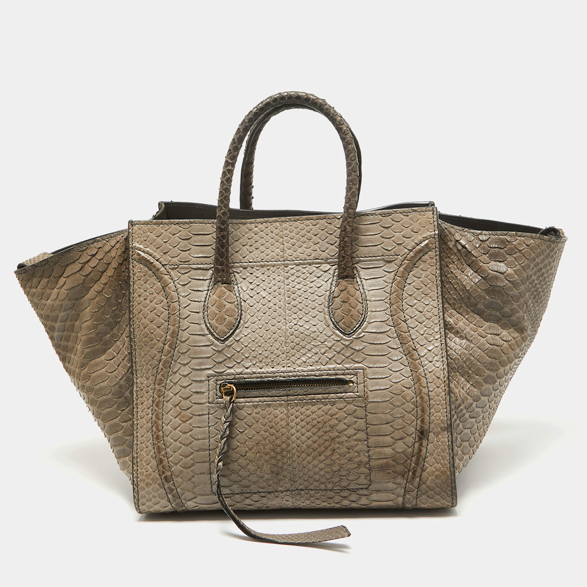 Celine Beige Python Medium Luggage Phantom Tote