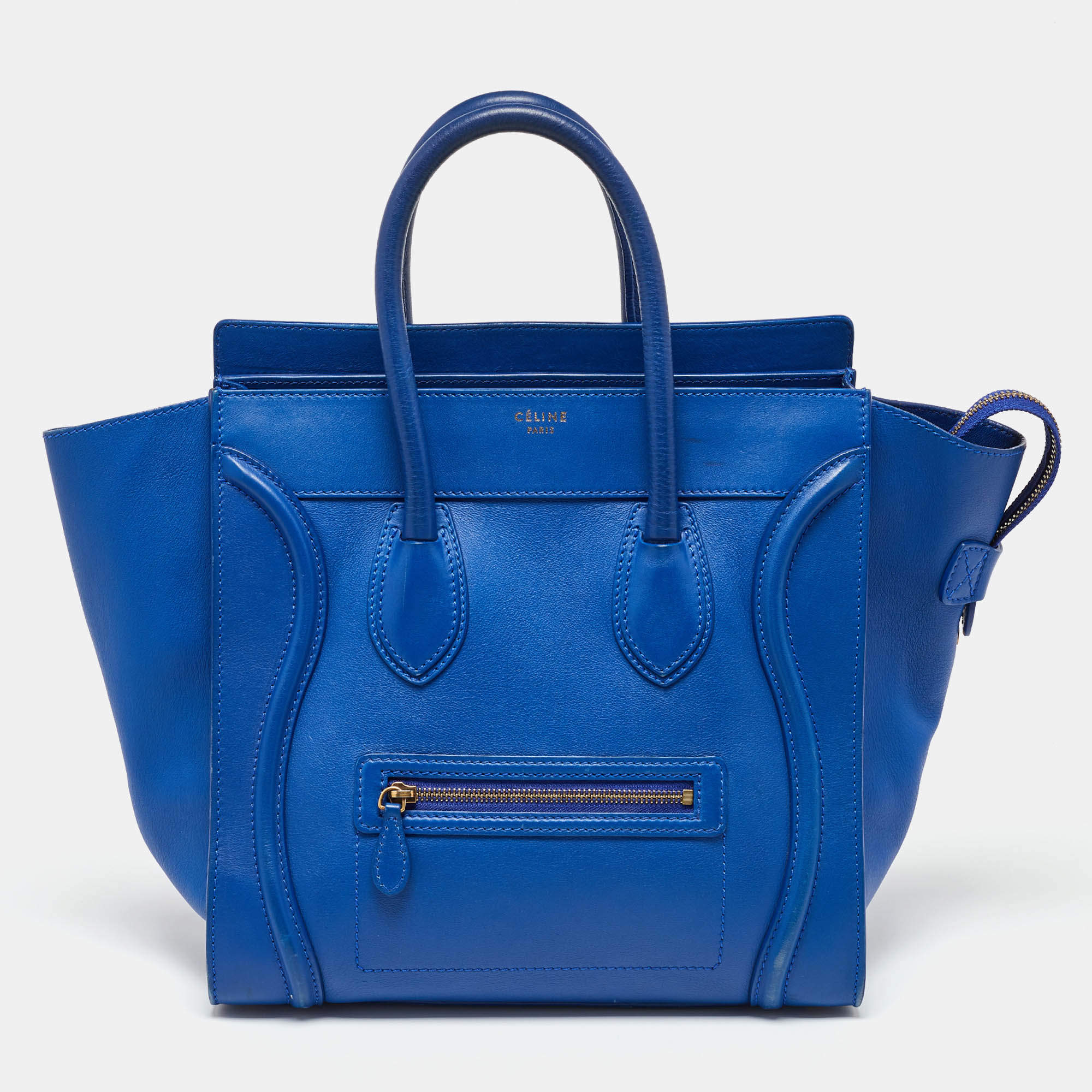 Celine Blue Leather Mini Luggage Tote