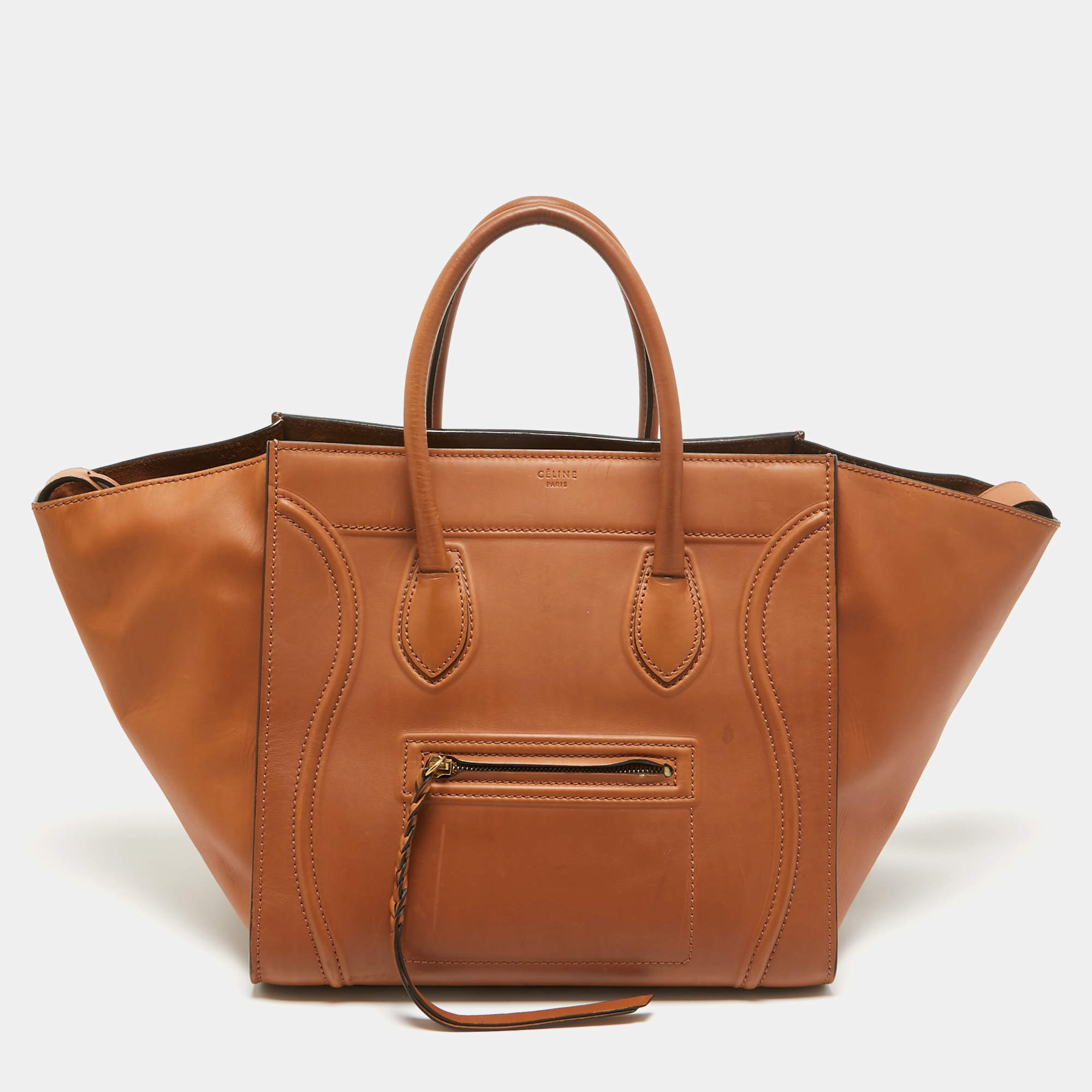 Pre Owned Celine Brown Leather Medium Phantom Luggage Tote