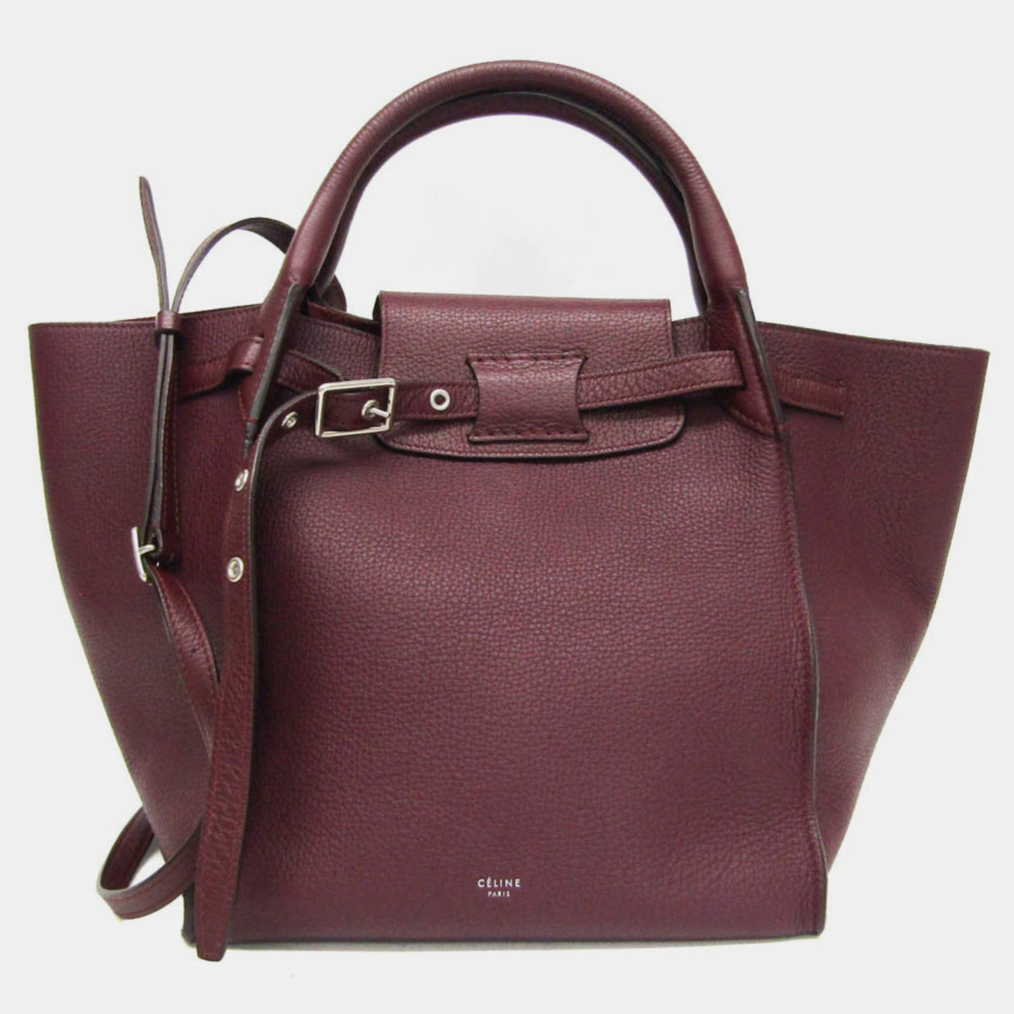 Pre Owned Celine Wine Big Small Leather Handbag