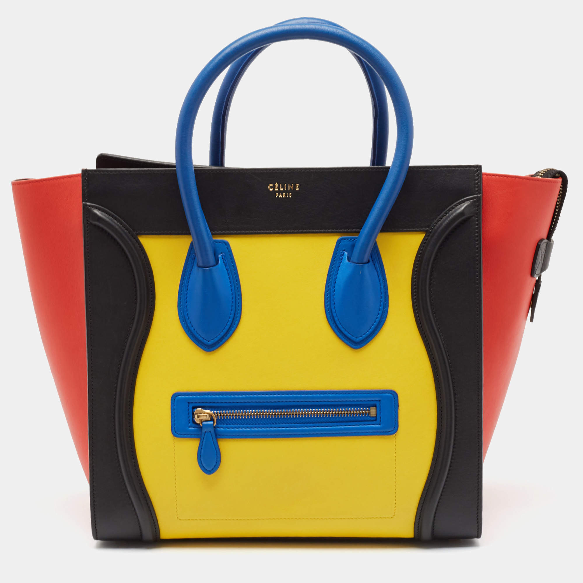 Pre Owned Celine Multicolor Leather Mini Luggage Tote