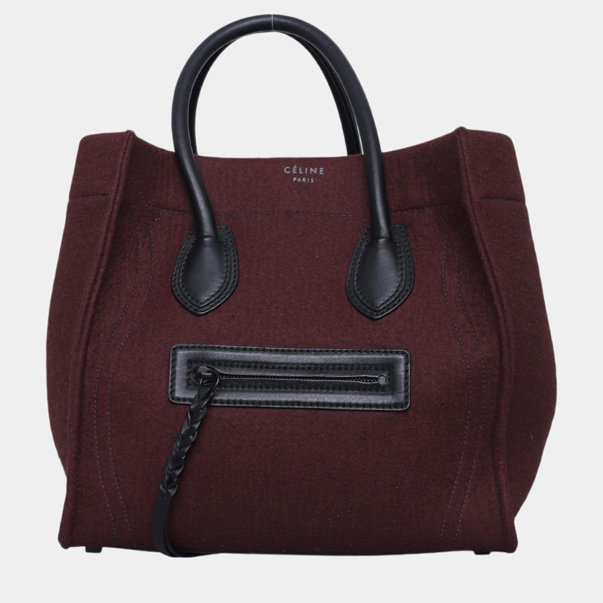 Pre Owned Celine Wool Medium Luggage Bag