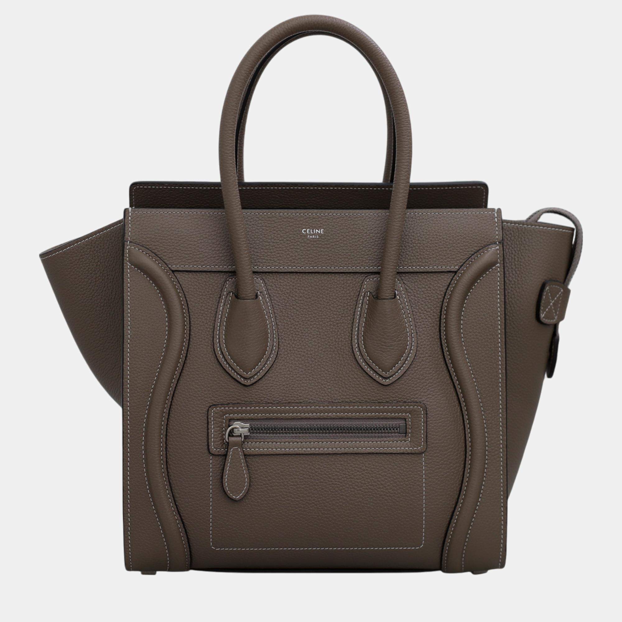 Celine Brown Leather Micro Luggage Tote Bag Celine TLC