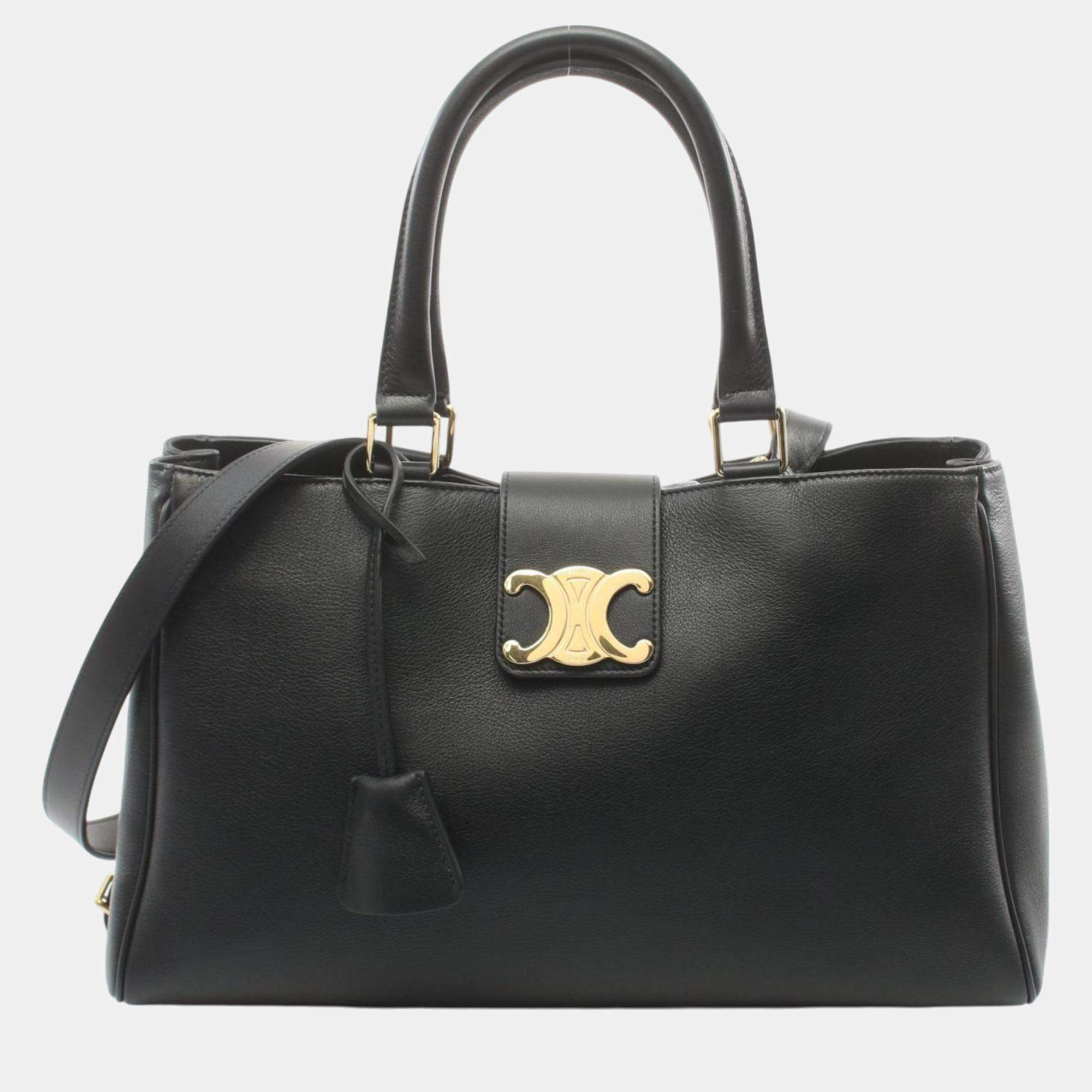 Celine Medium Apolline Leather Black Handbag