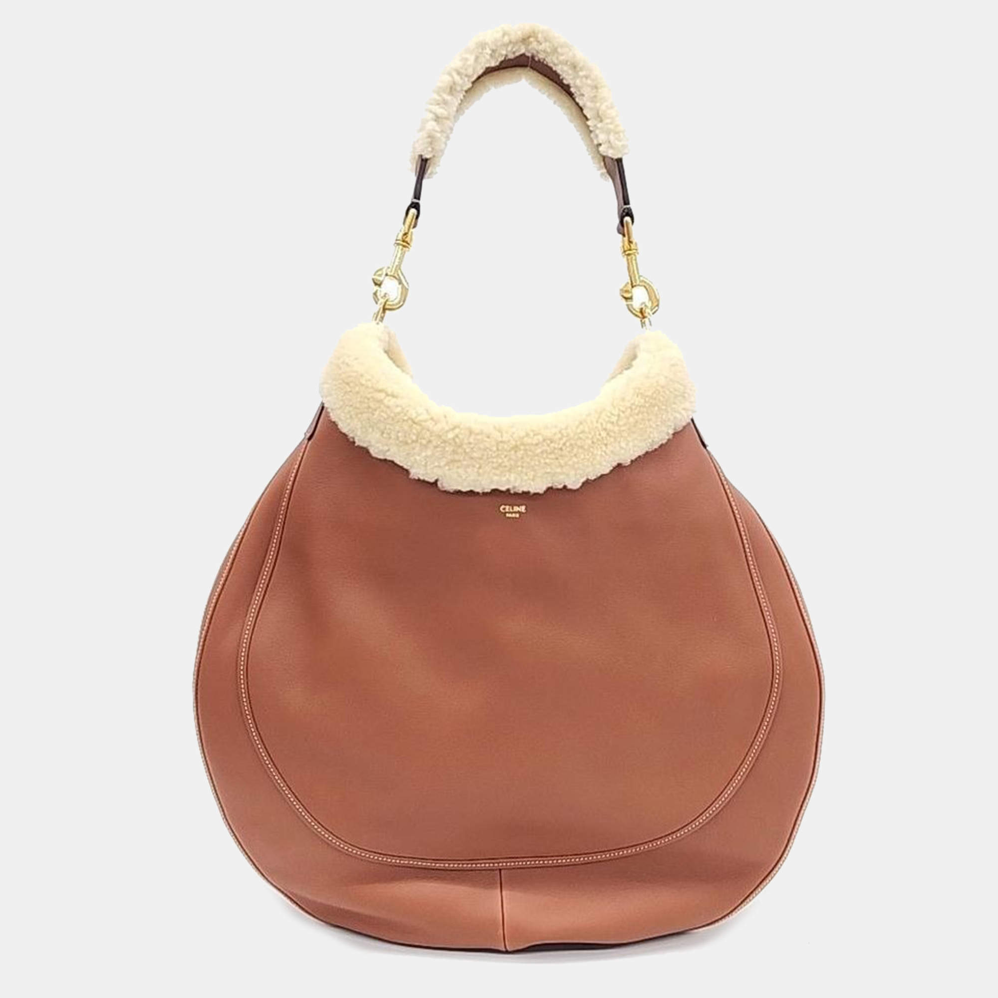 Celine Shearling Hobo Bag