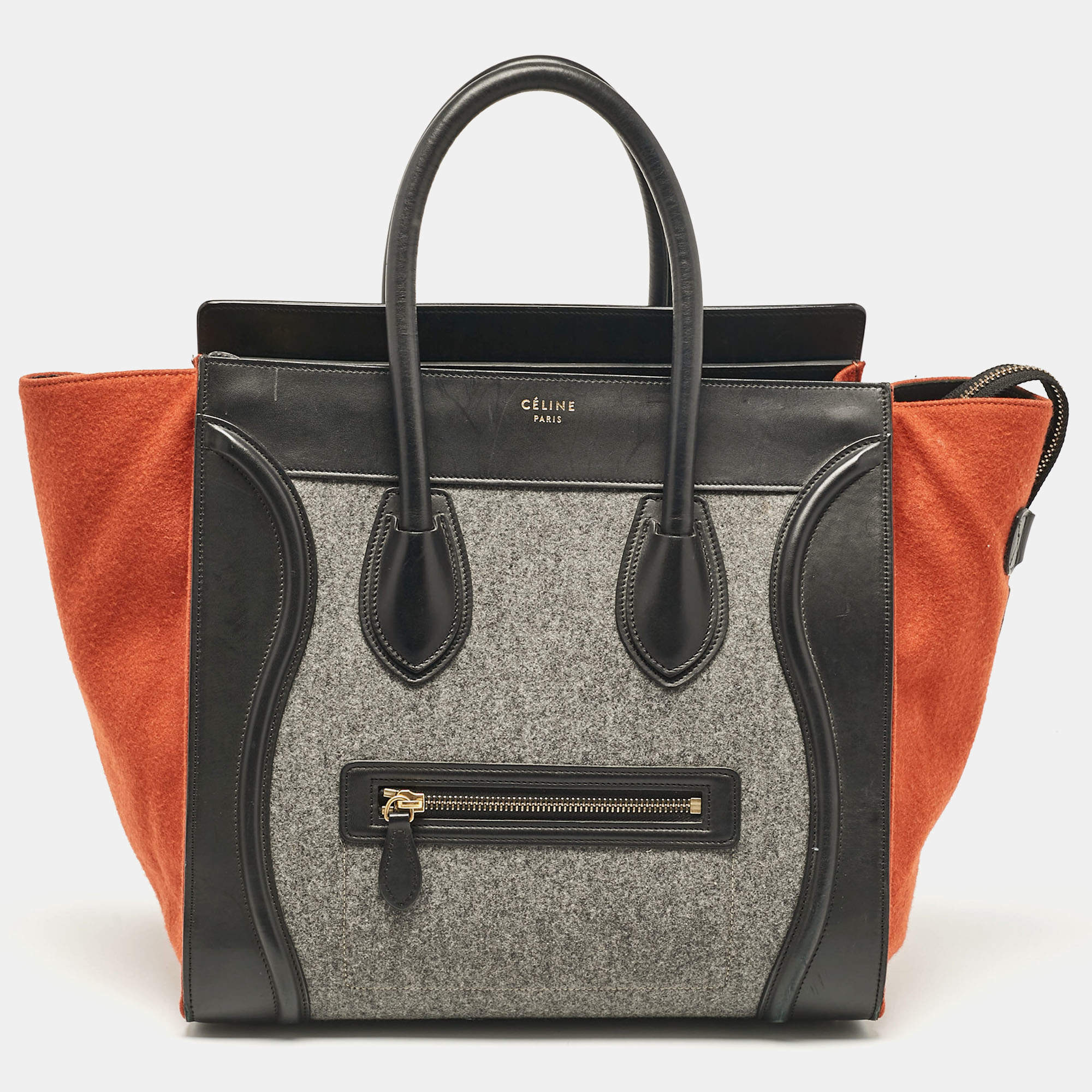 Celine Tricolor Felt and Leather Mini Luggage Tote