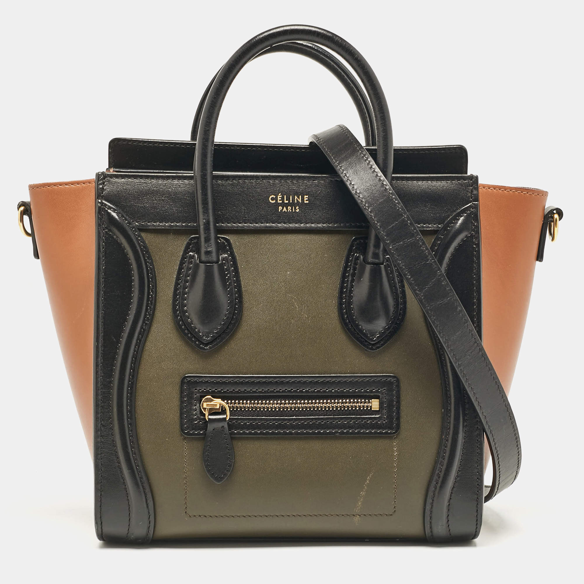 Celine Tri Color Leather Nano Luggage Tote