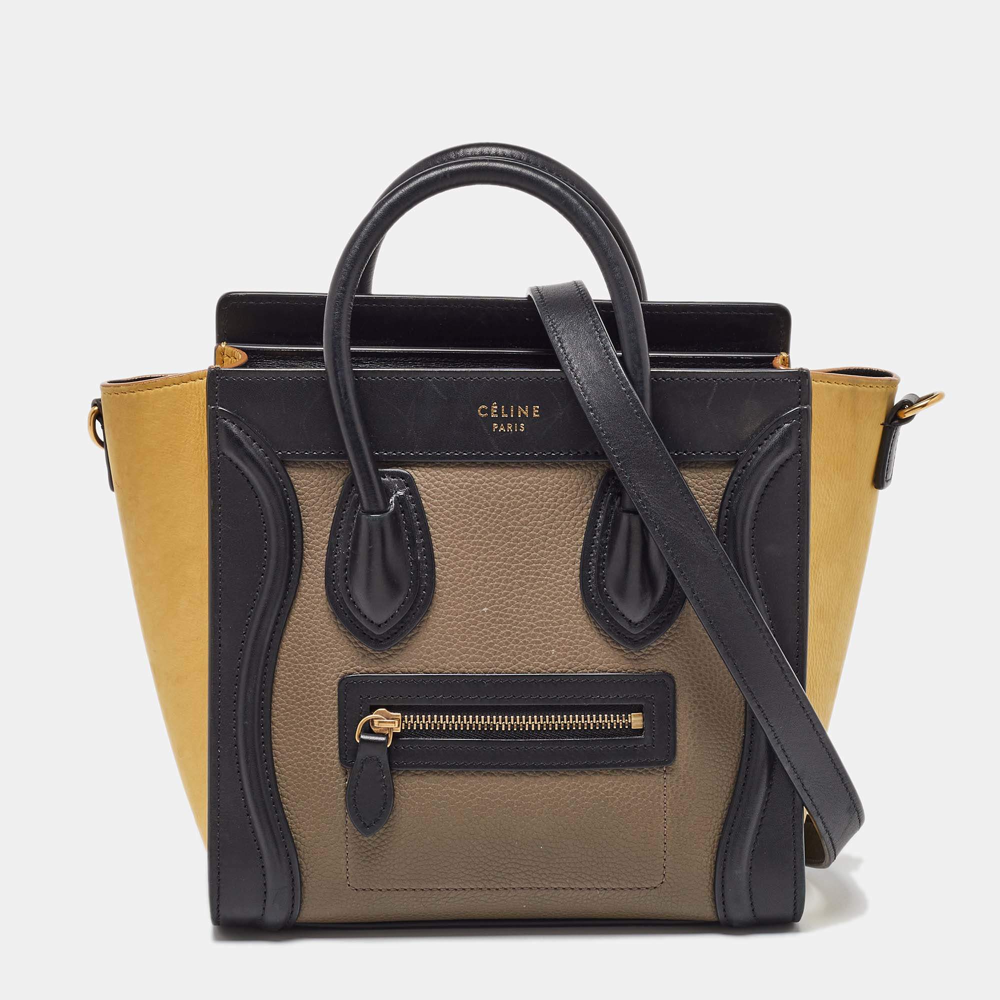 Pre Owned Celine Tricolor Leather Nano Luggage Tote