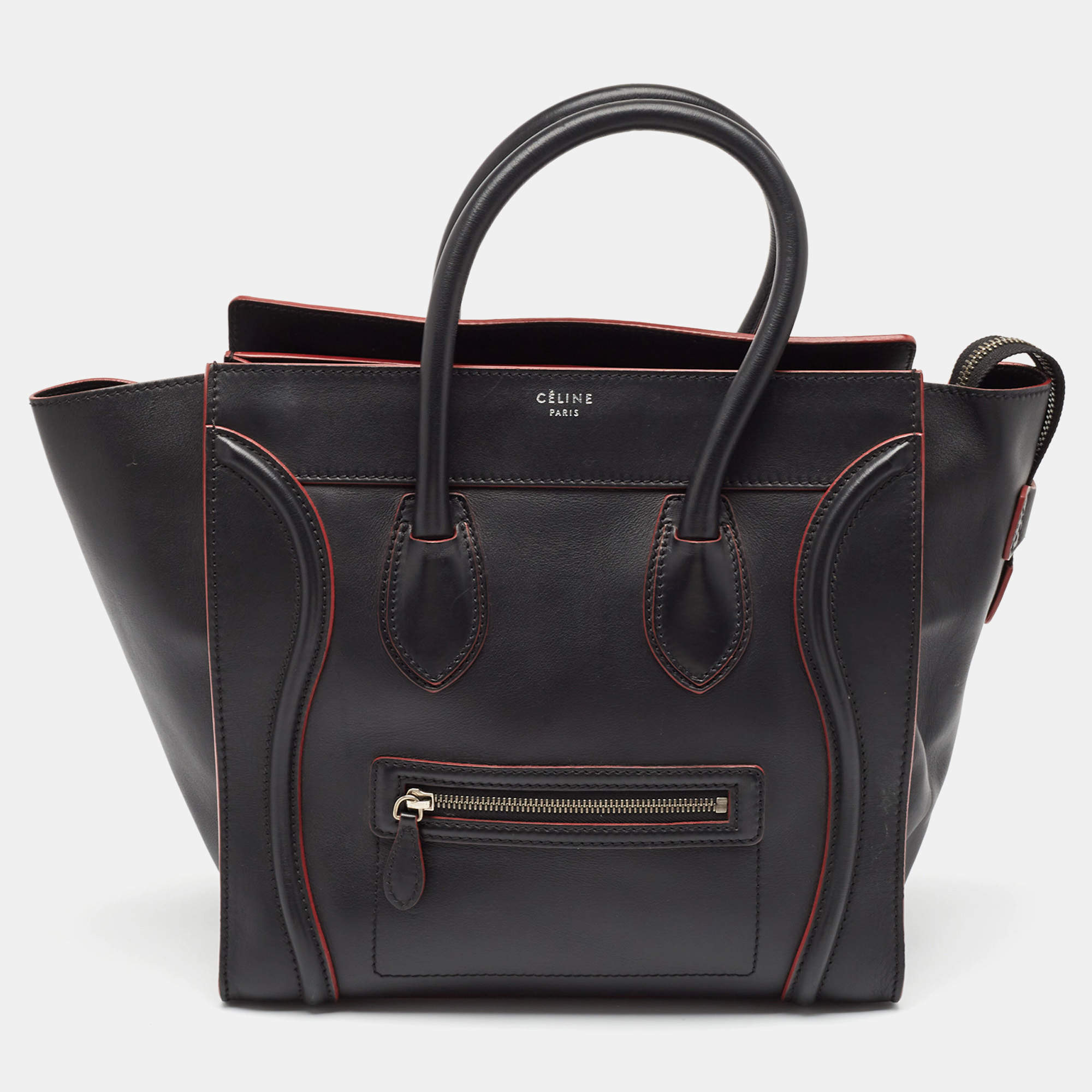 مملوكة مسبقًا Celine Black/Red Leather Mini Luggage Tote