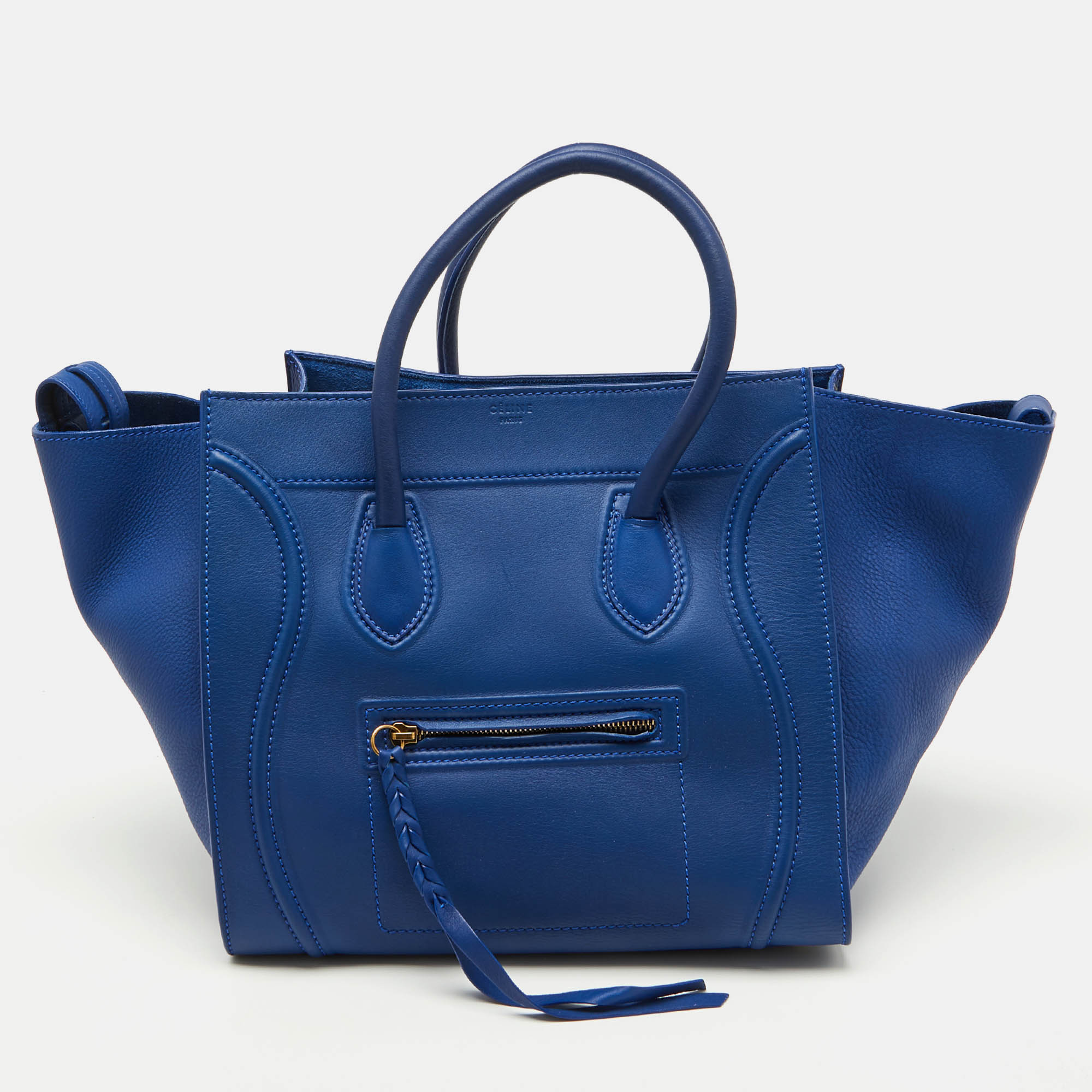 Pre Owned Celine Royal Blue/Orange Leather Medium Phantom Tote
