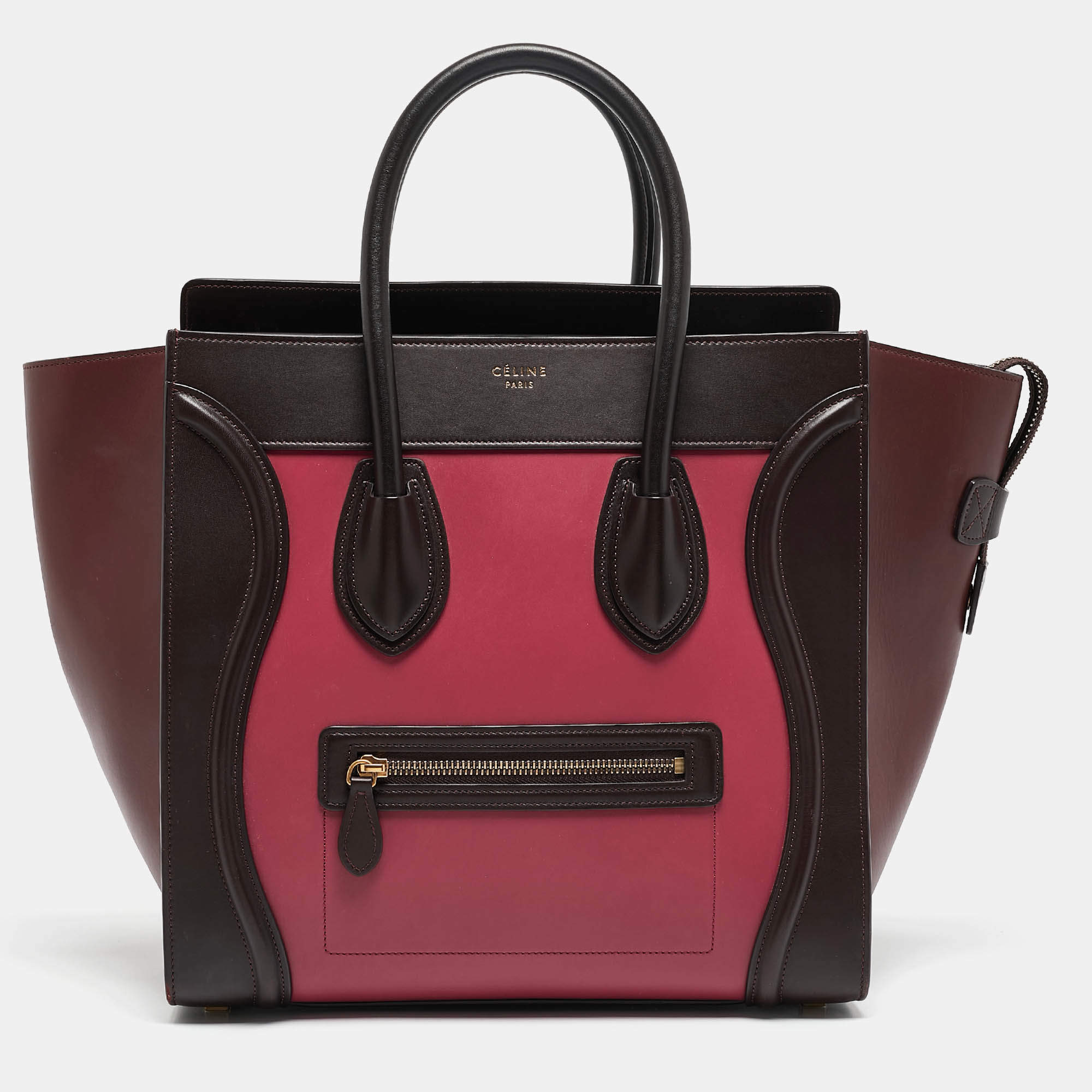 Pre Owned Celine Tricolor Leather Mini Luggage Tote