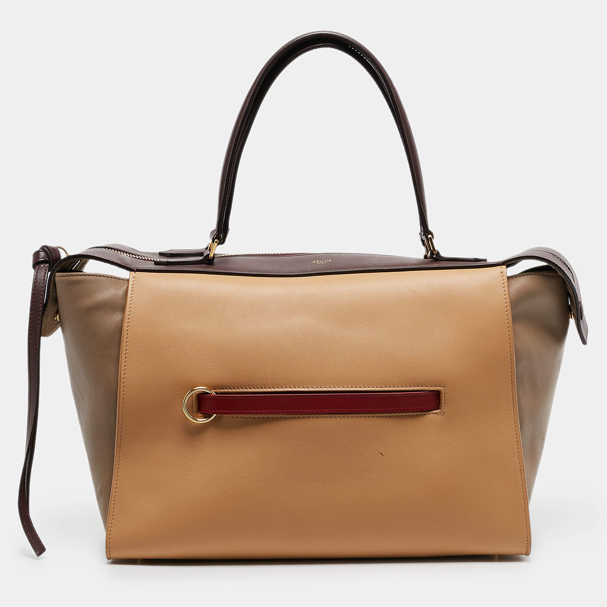 Celine Tricolor Leather Small Ring Satchel