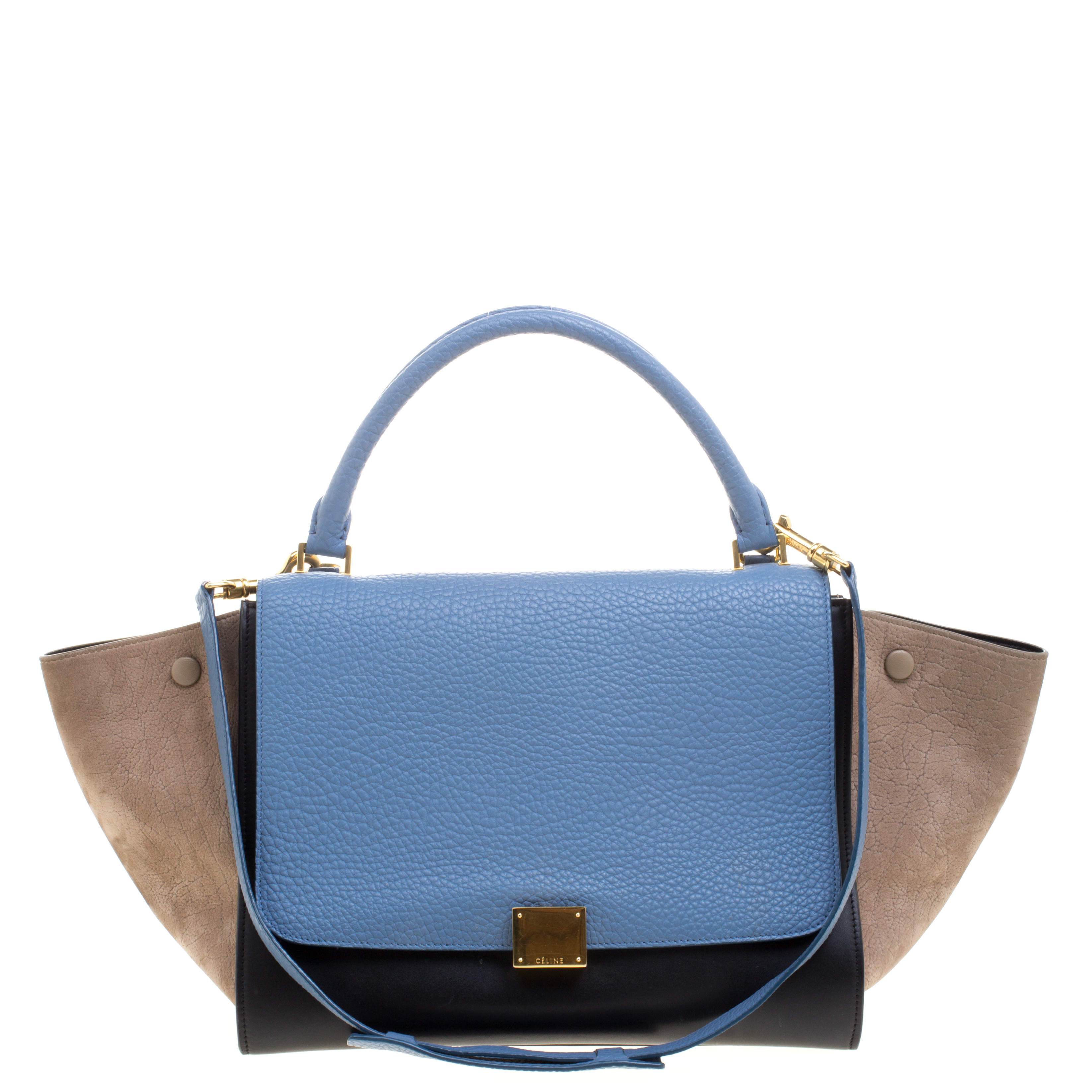 Pre Owned Celine Tri Color Leather Medium Trapeze Bag