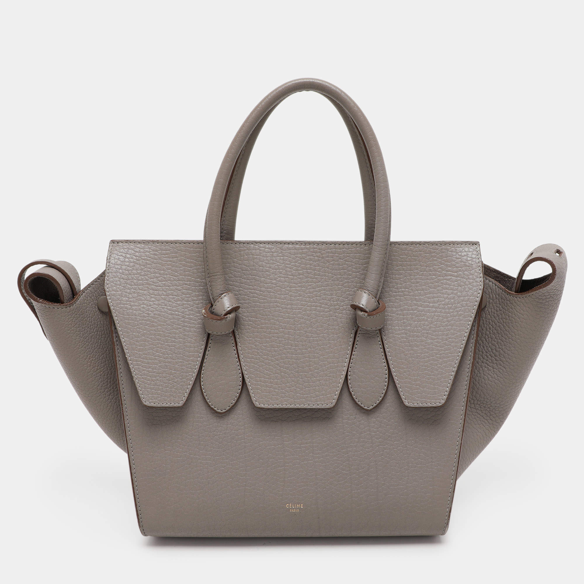 Pre Owned Celine Grey Leather Mini Tie Tote