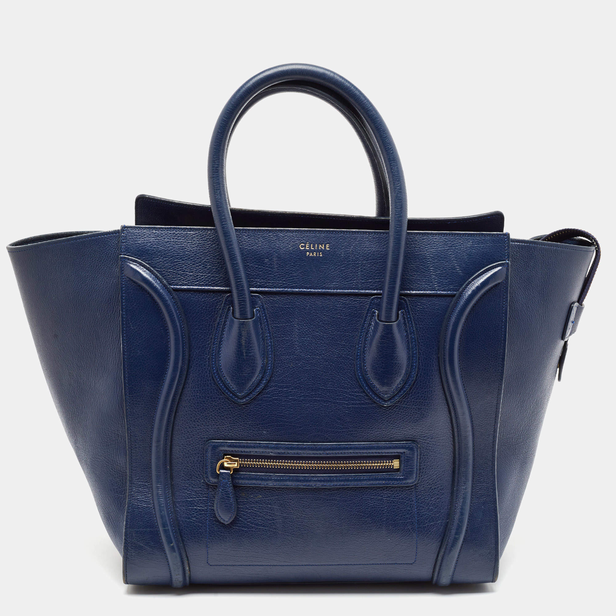 Celine Navy Blue Leather Mini Luggage Tote