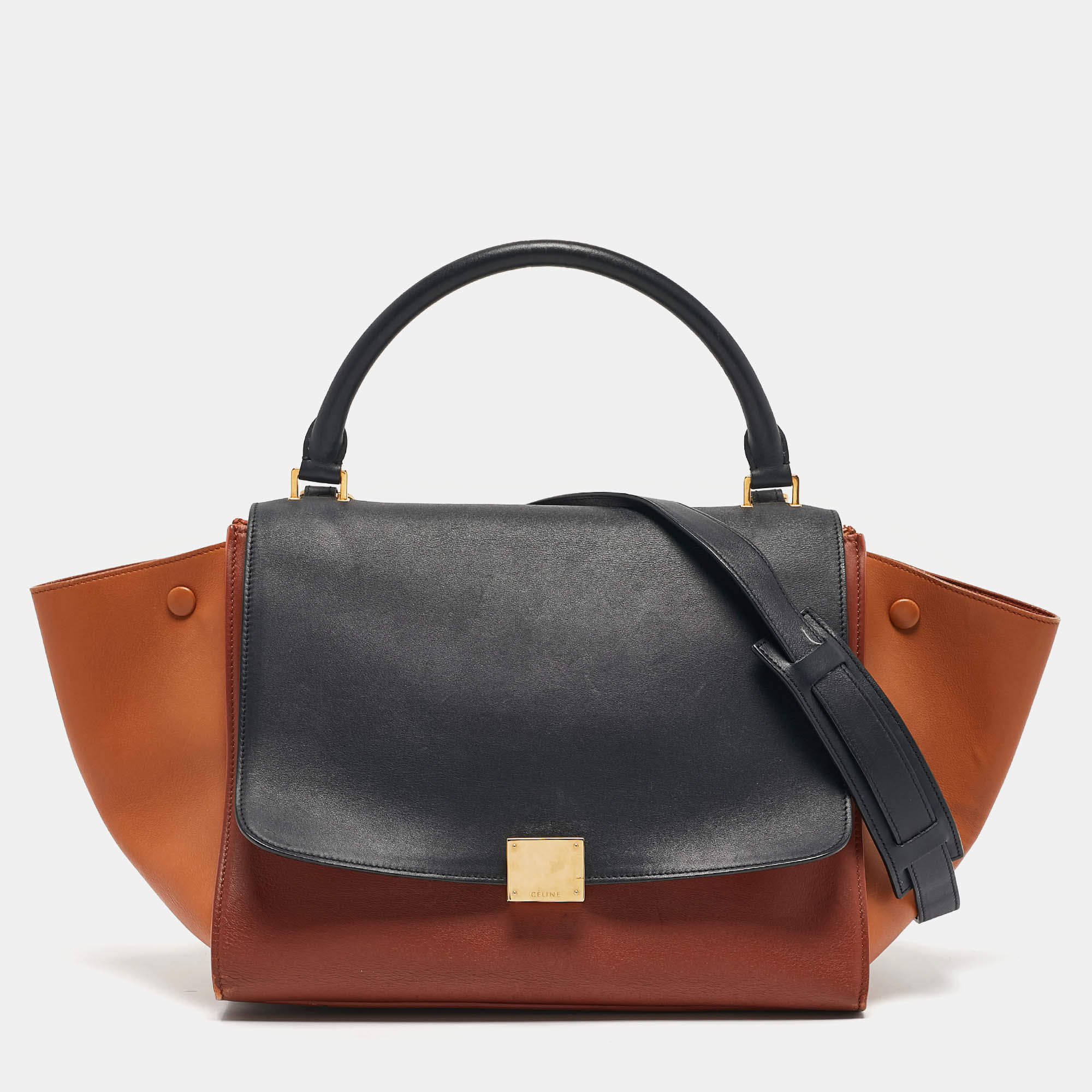 Celine Tricolor Leather Medium Trapeze Top Handle Bag