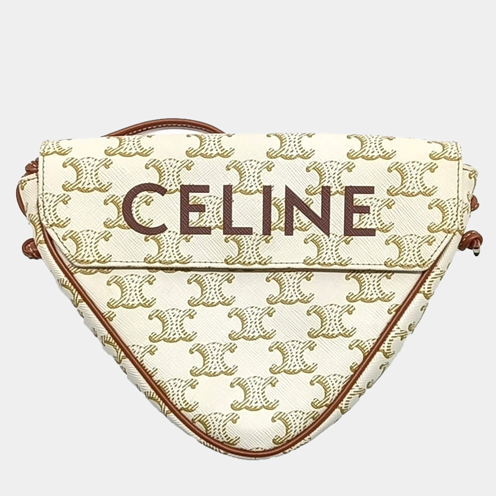 Celine Cream Canvas and Leather Triumph Triangle Bag