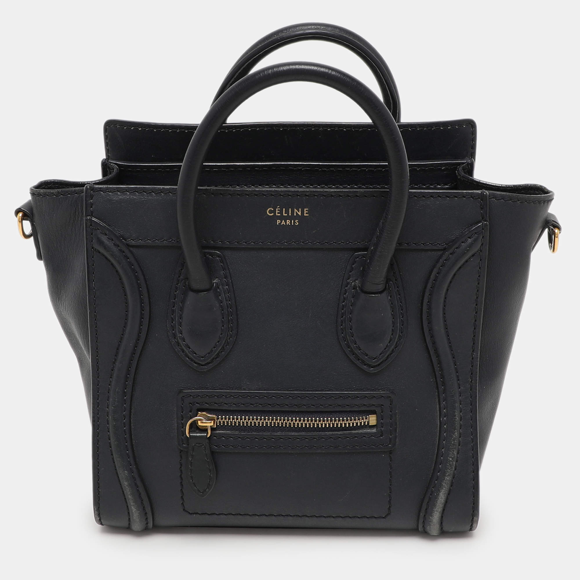 Celine Deep Navy Leather Nano Luggage Tote
