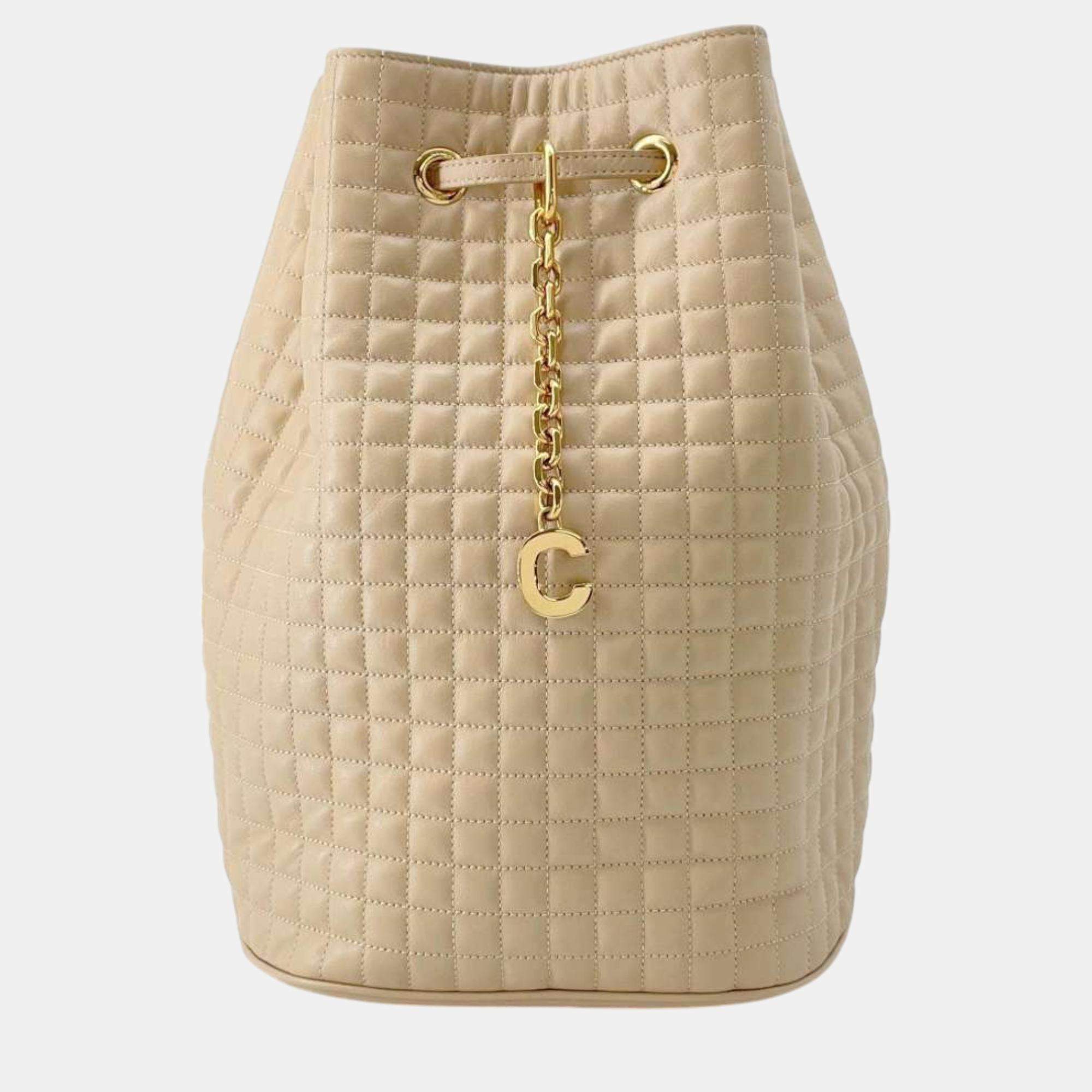 Celine Cbag Charm Backpack Beige Leather Size Small