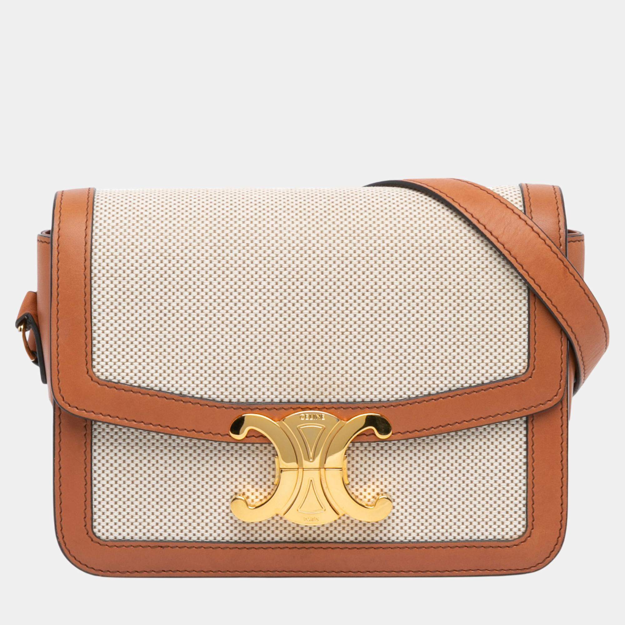 Celine Brown Triomphe Teen Shoulder Bag