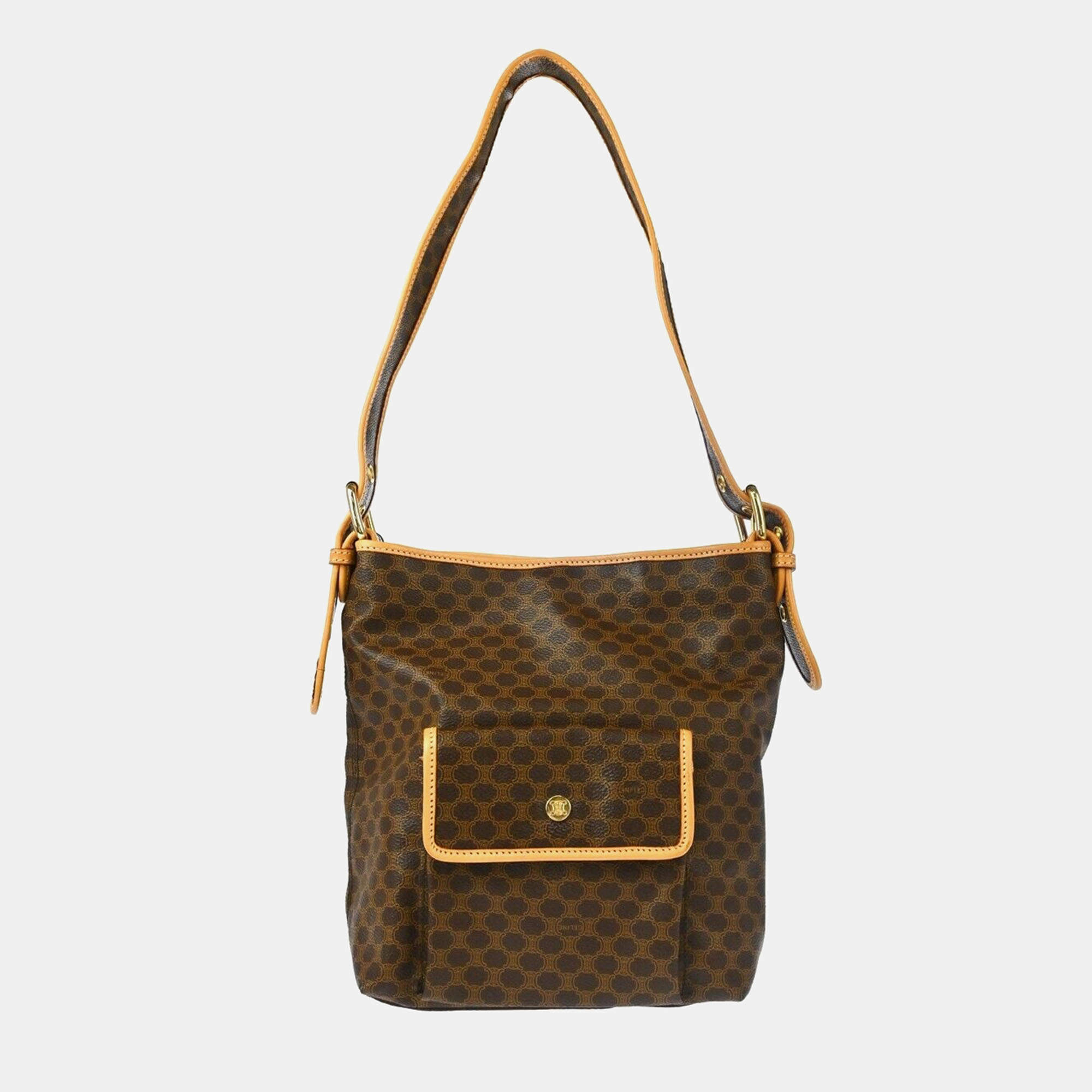 Celine Brown Macadam Shoulder Bag