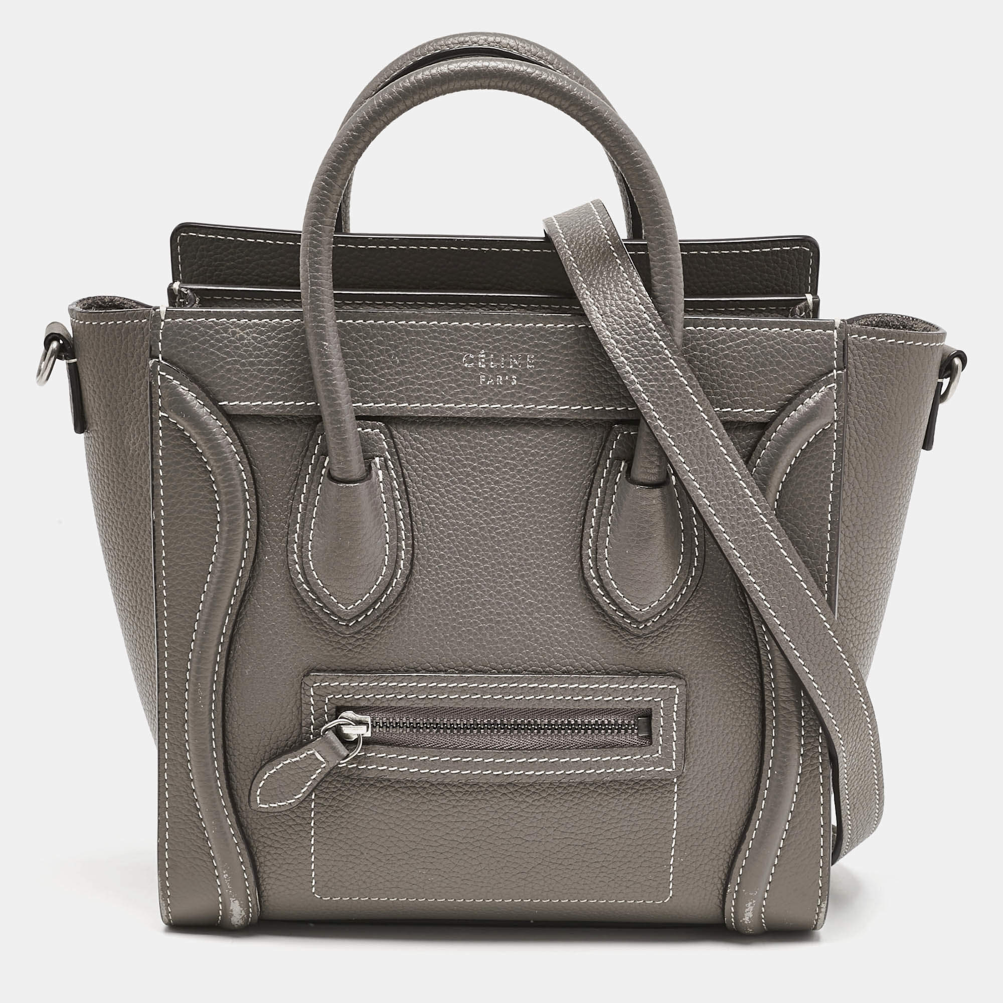 Celine Beige Leather Nano Luggage Tote