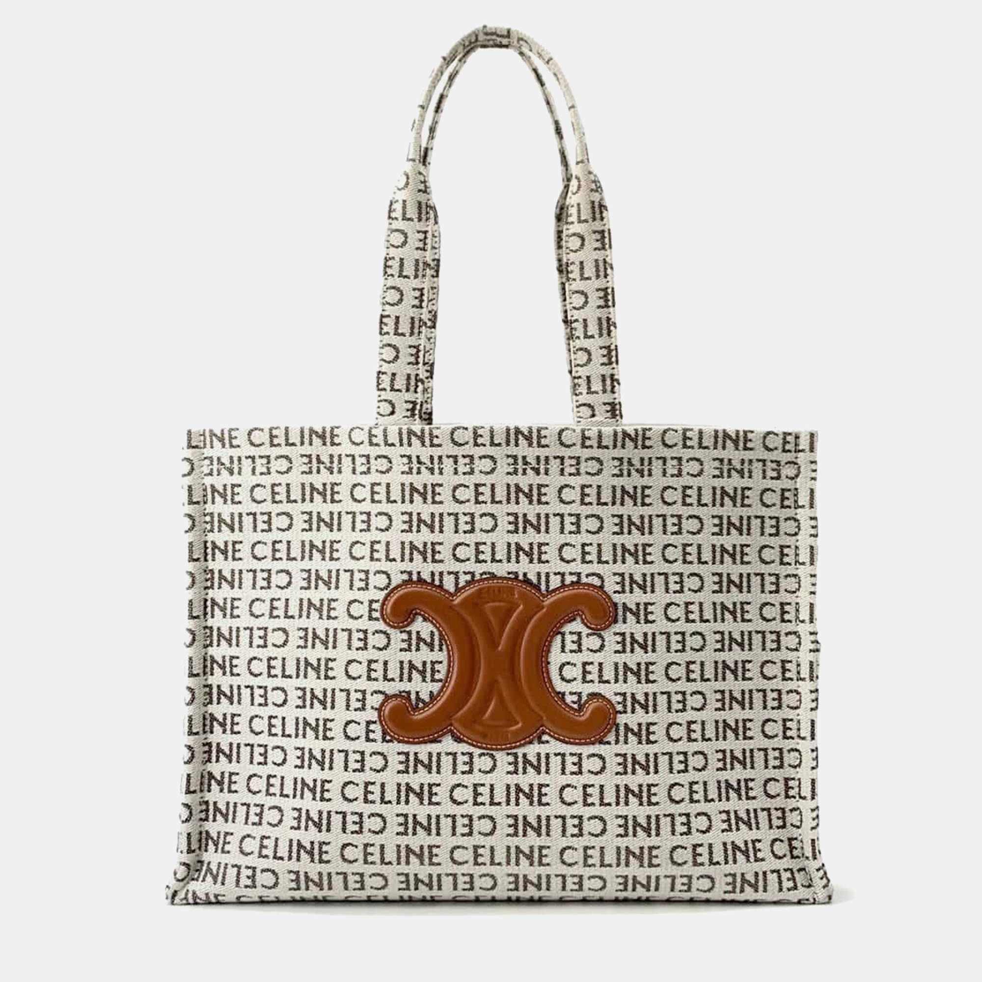 Celine Natural Tan Canvas Tote Bag 
