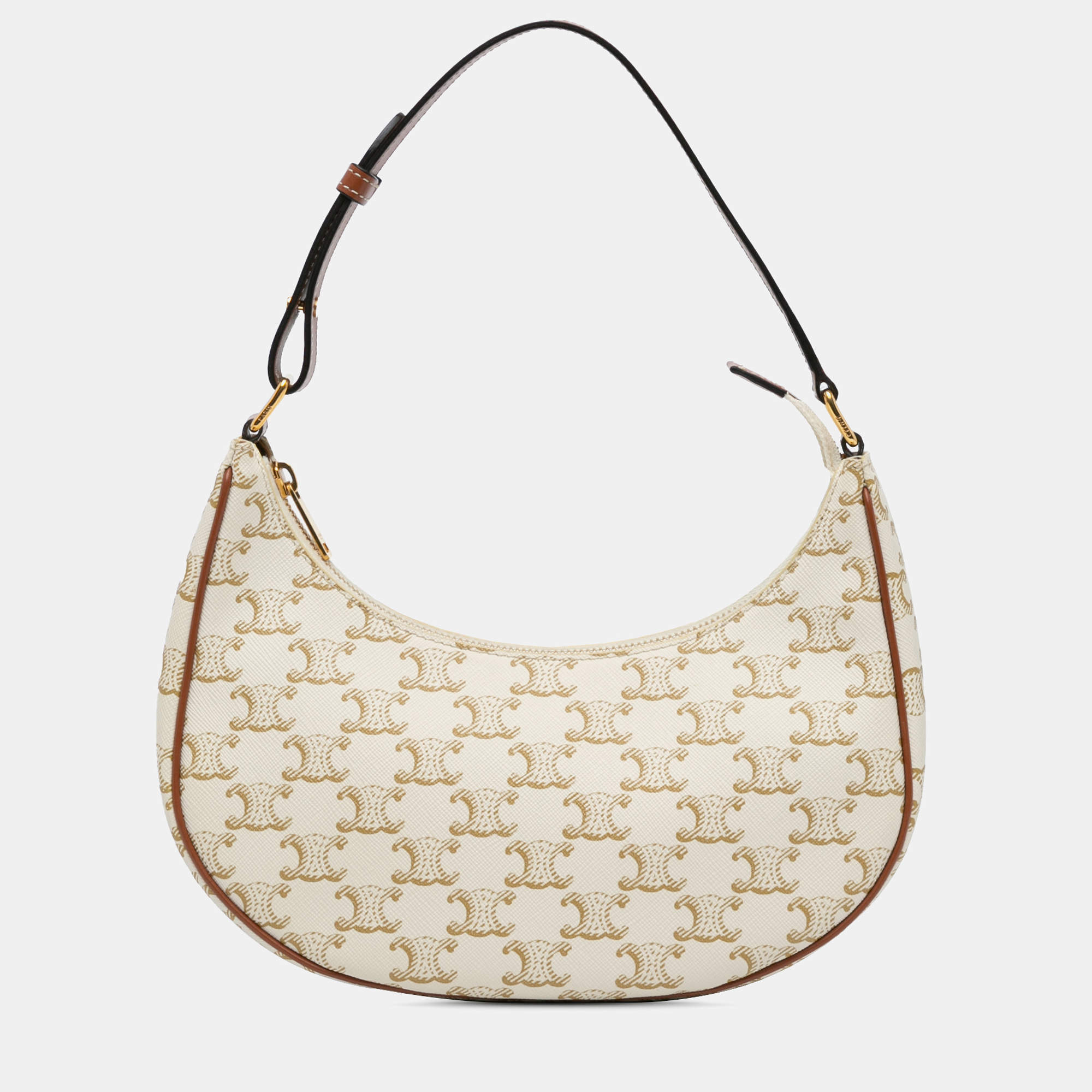 Celine Brown Triomphe Coated Canvas Ava Shoulder Bag