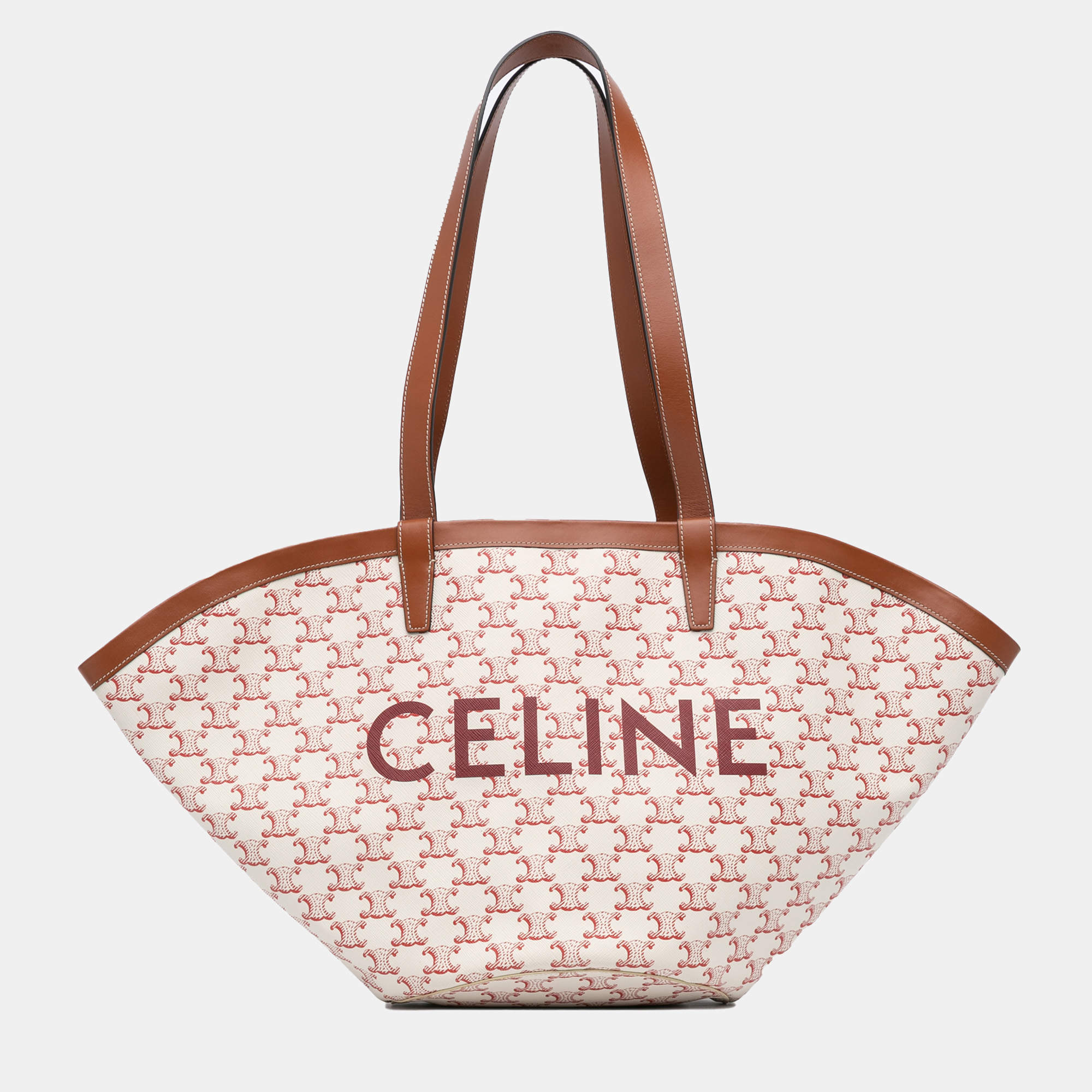 Celine White Medium Coated Canvas Triomphe Couffin Tote