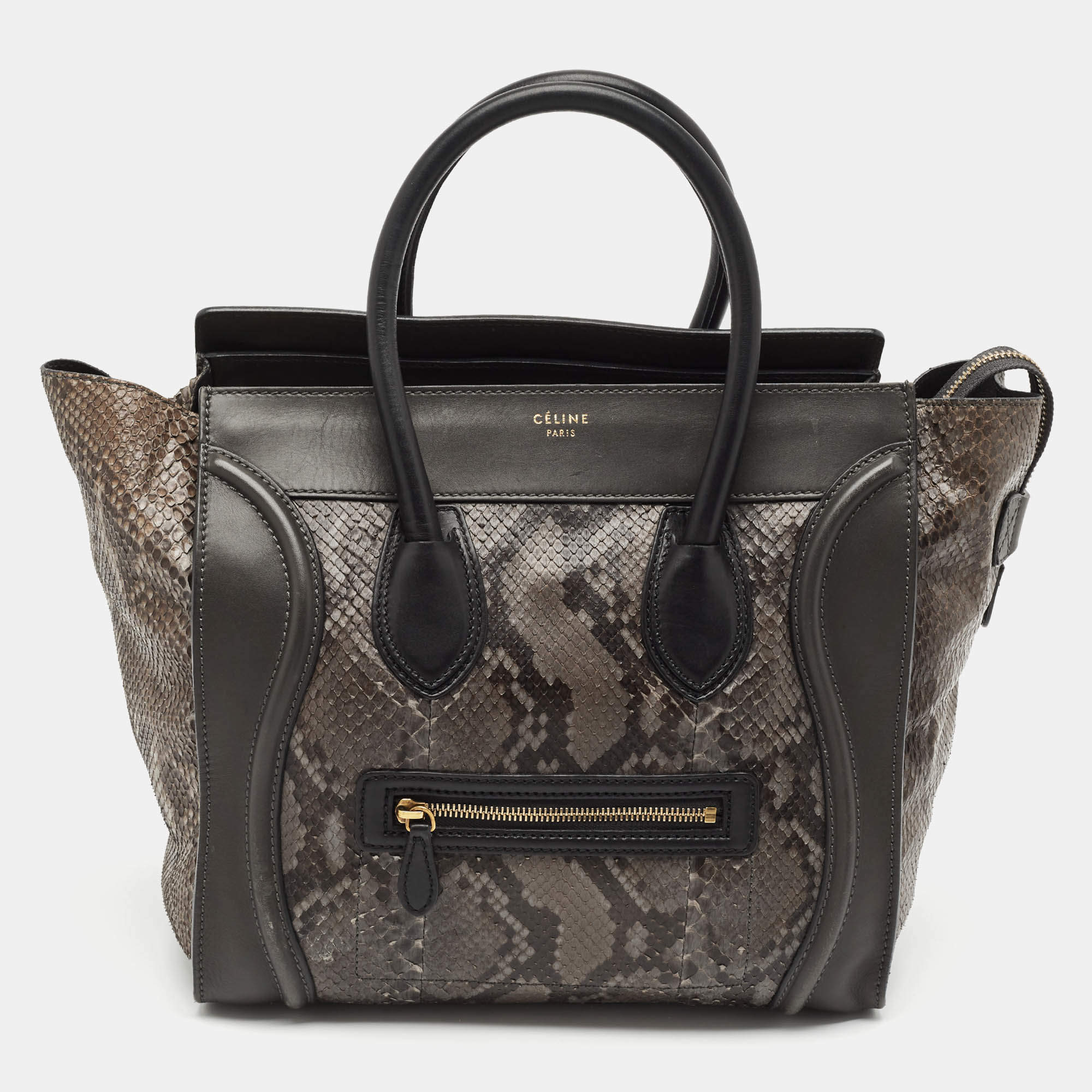 Celine Tricolor Python and Leather Mini Luggage Tote