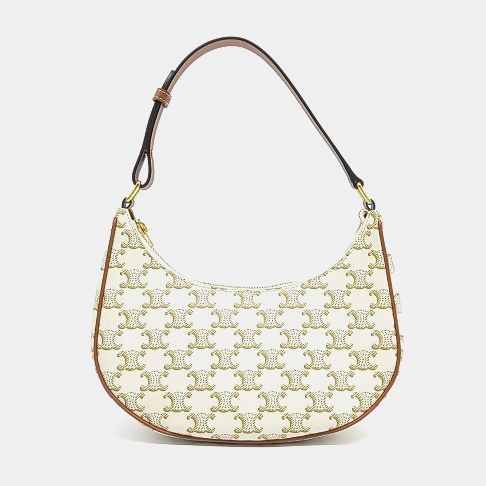 Pre Owned Celine White PVC Triumph Ava Hobo Bag