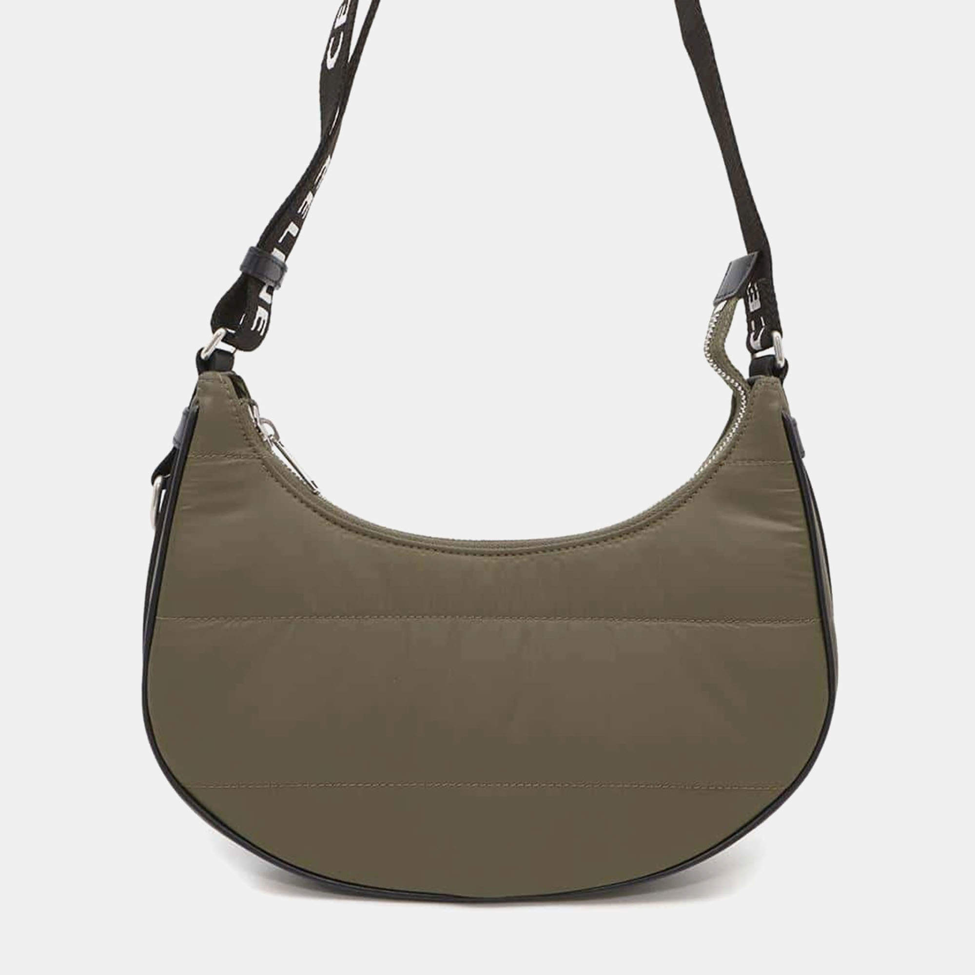 Celine Khaki Nylon Quilted Leather Ava Medium Shoulder Bag 