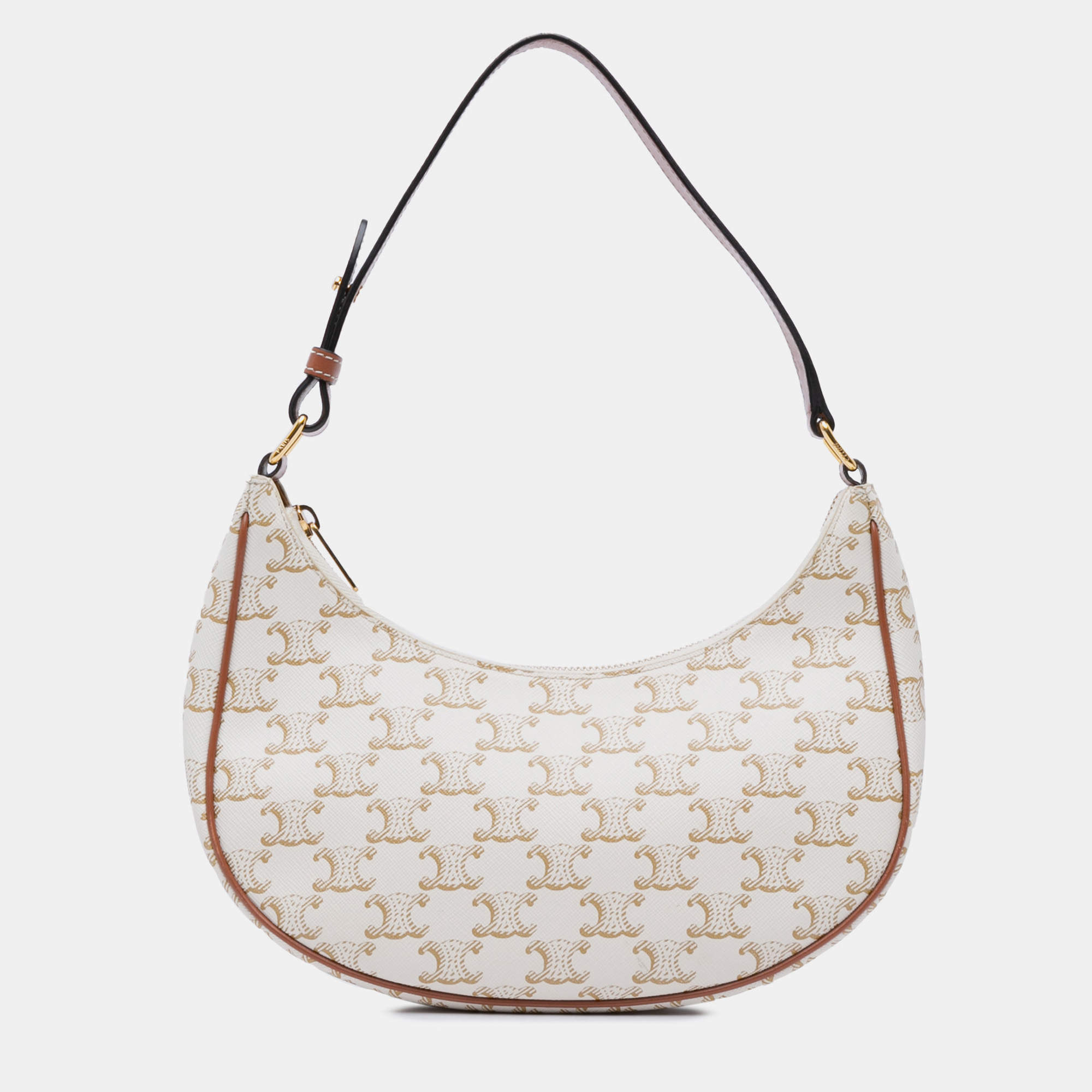 Celine Beige Triomphe Coated Canvas Ava Shoulder Bag
