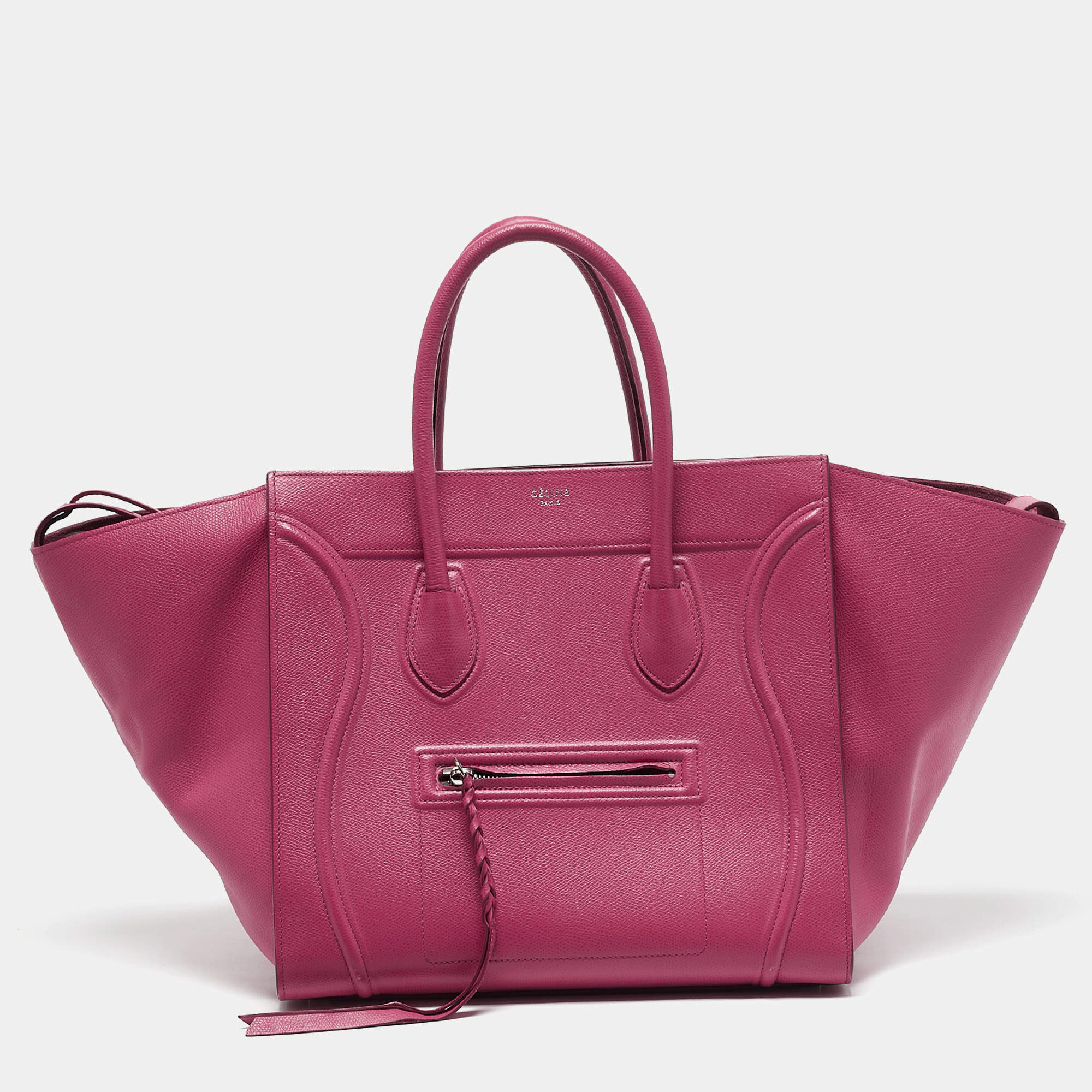 Celine Fuchsia Leather Medium Phantom Luggage Tote