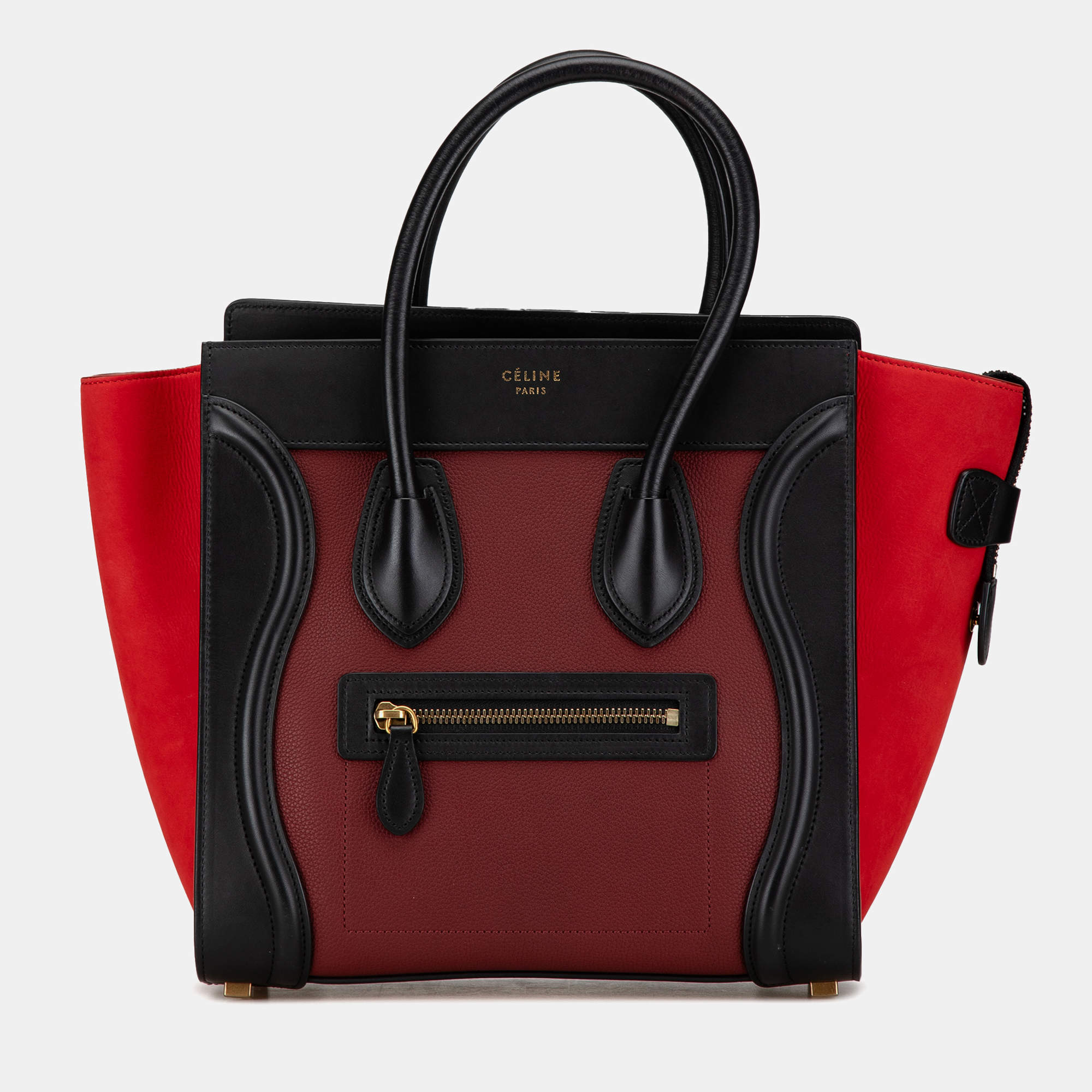Celine Red Tricolor Calfskin MicroLuggage Tote