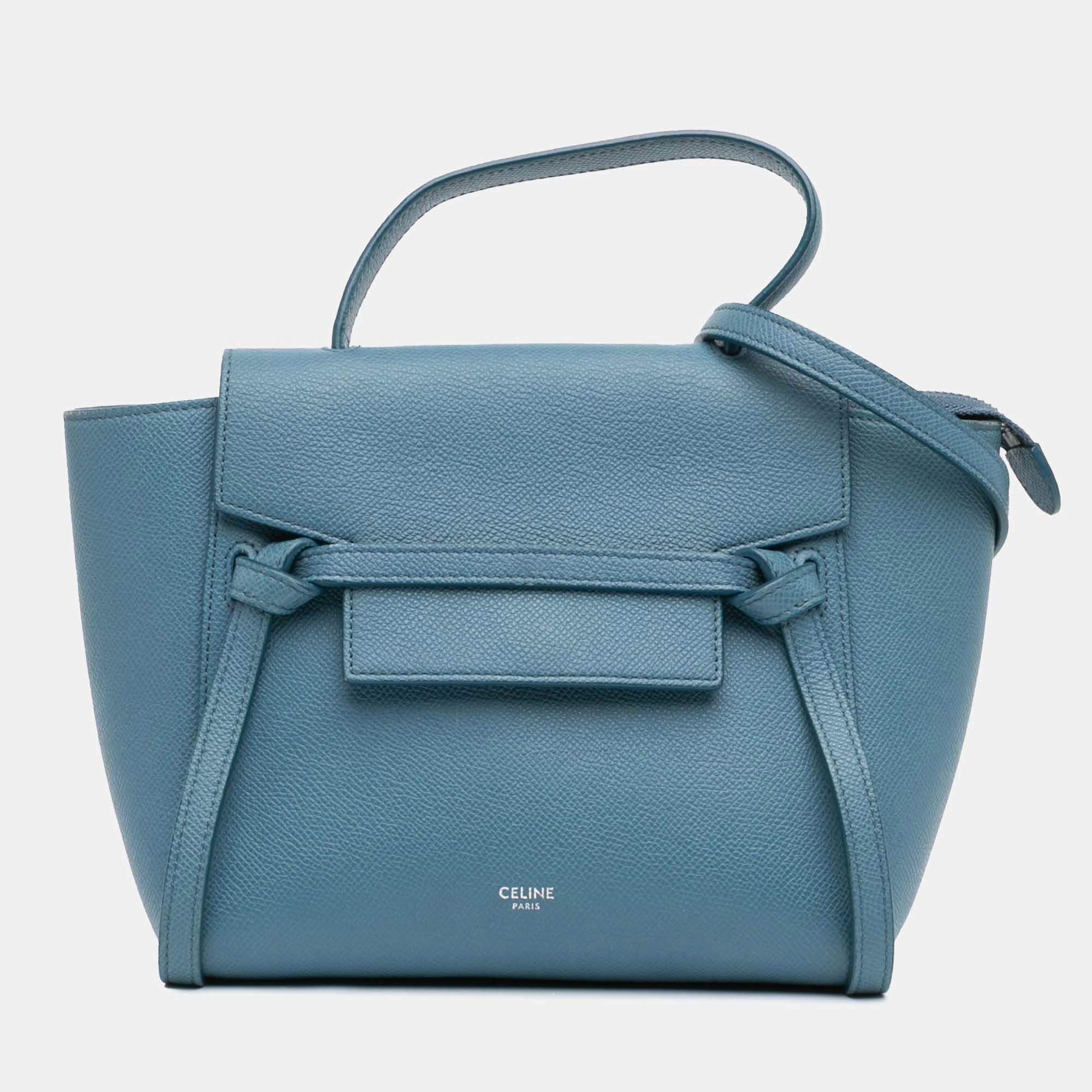 Celine Blue Nano Grained Calfskin Belt Bag
