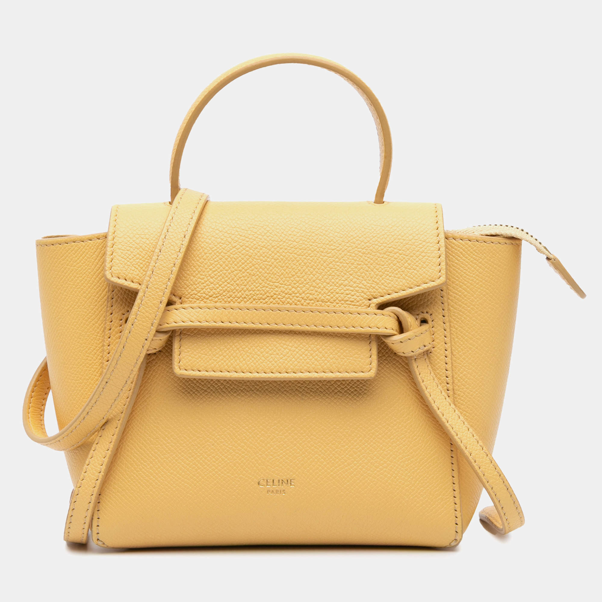 Celine Yellow Pico Grained Calfskin Belt Bag