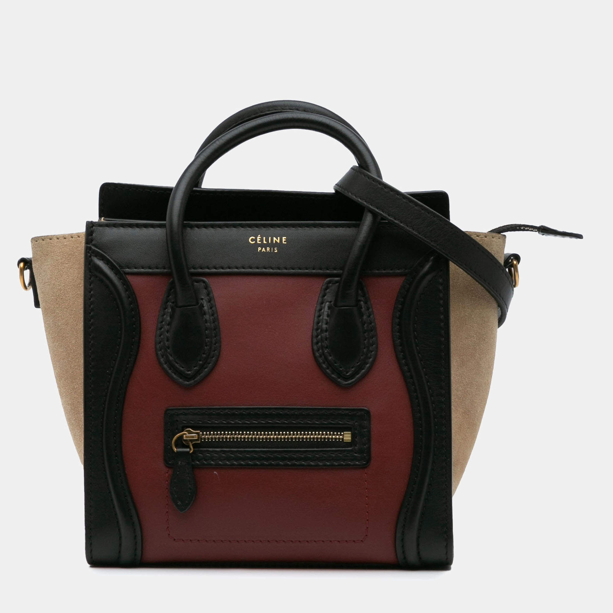 Celine Multicolor Red Nano Tricolor Leather Luggage Tote