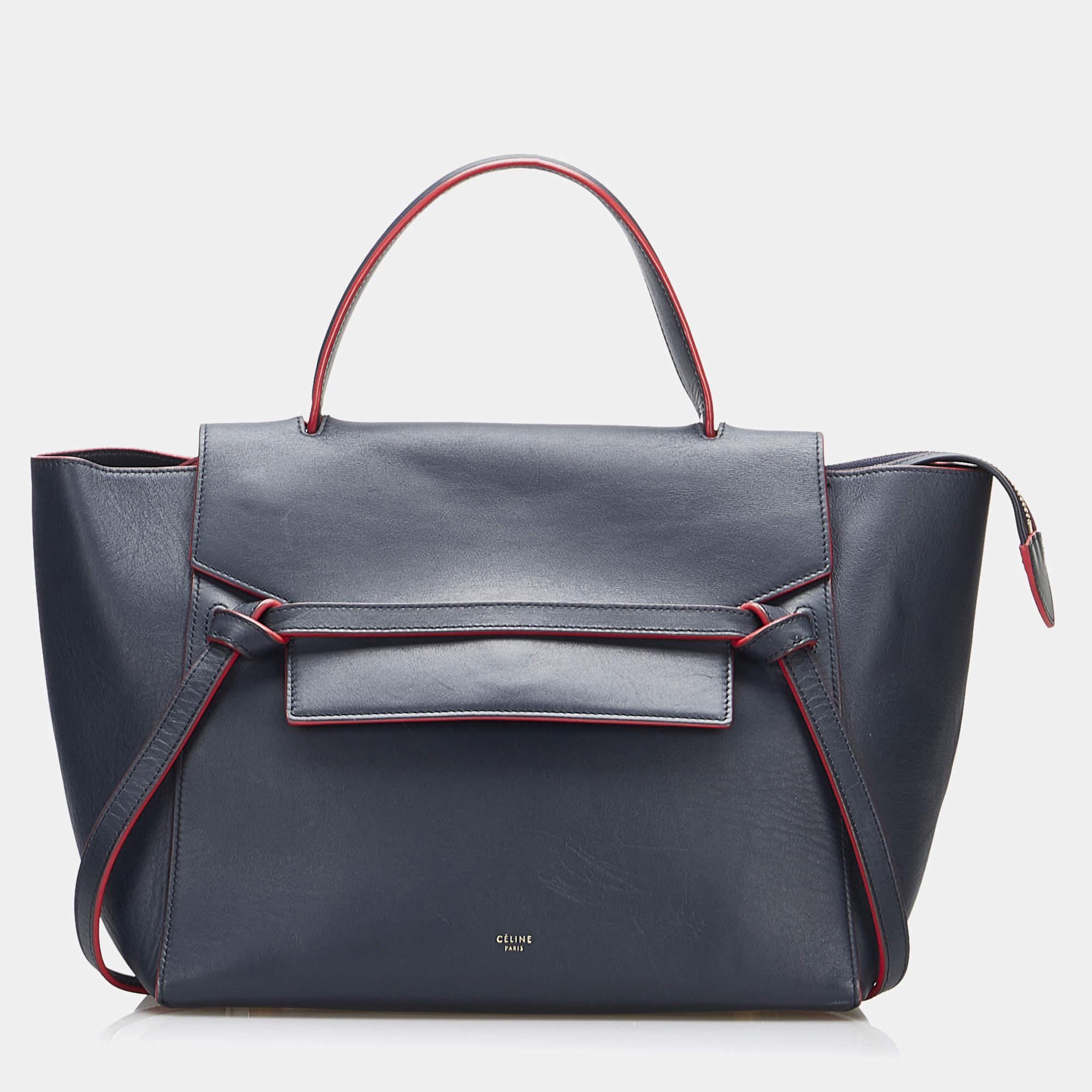 Celine Blue Calf Leather Mini Belt Satchel