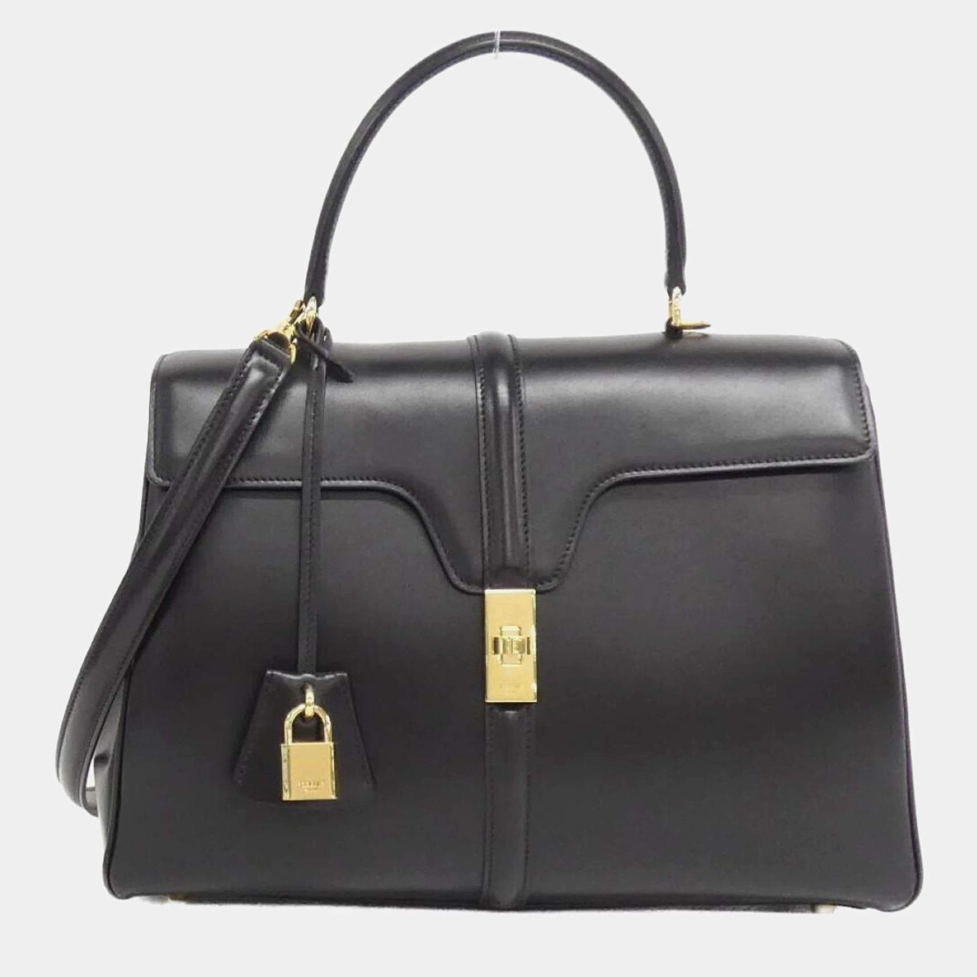 Celine Black Leather 16 Medium Handbag