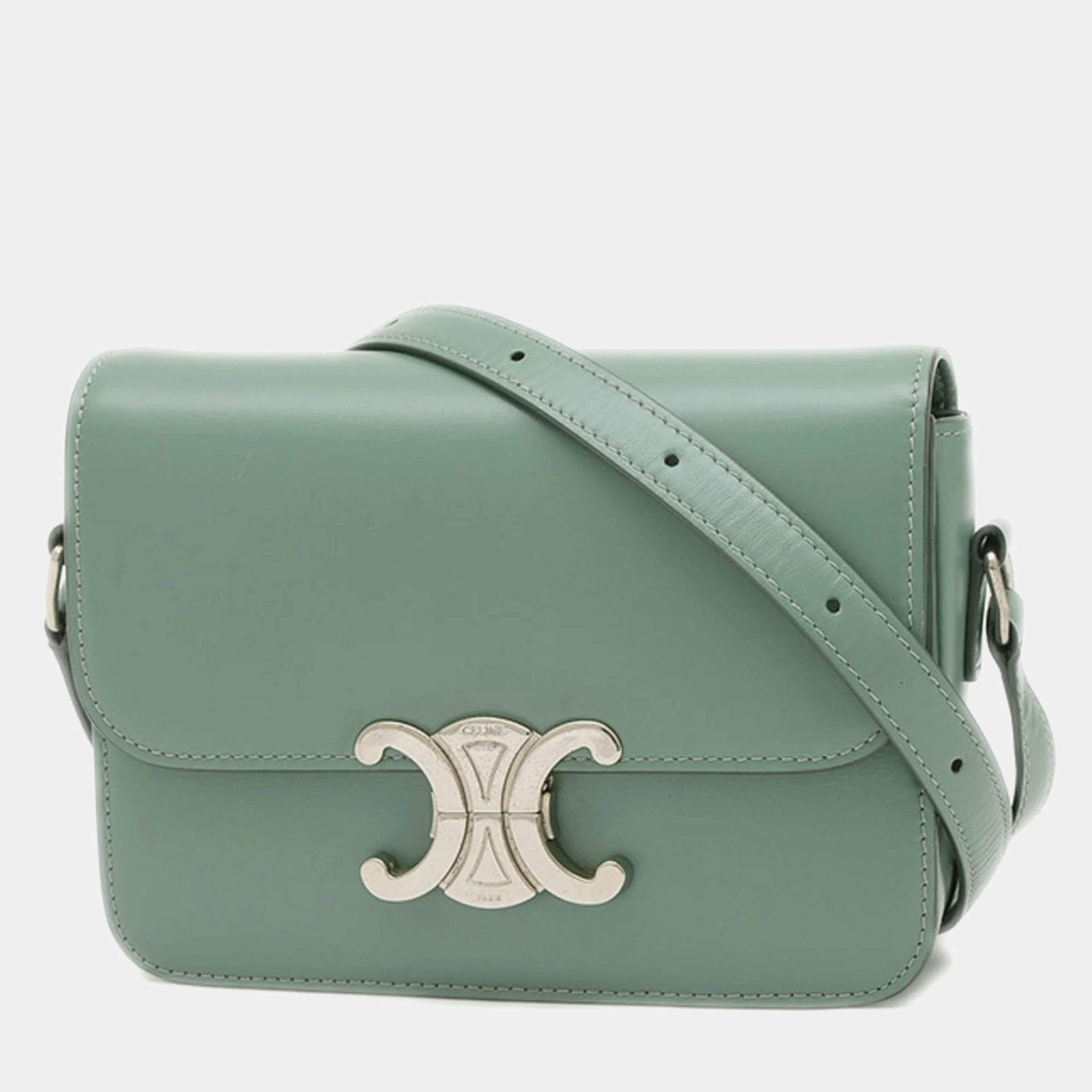 Pre Owned Celine Leather Teen Triomphe Shoulder Bag