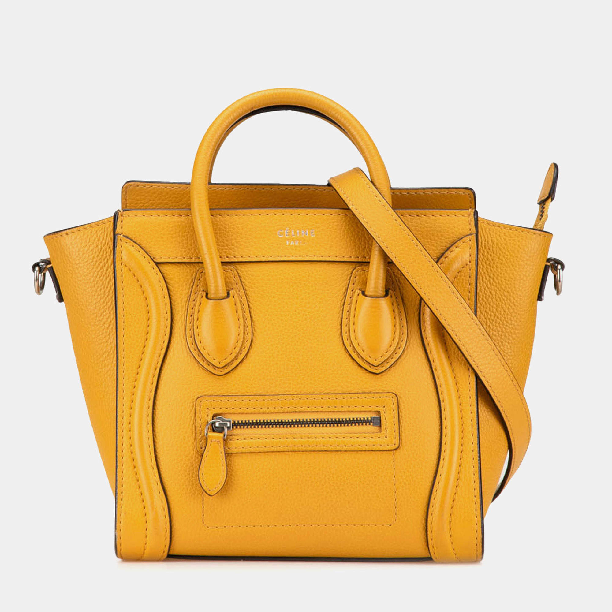 Celine Yellow Nano Leather Luggage Tote