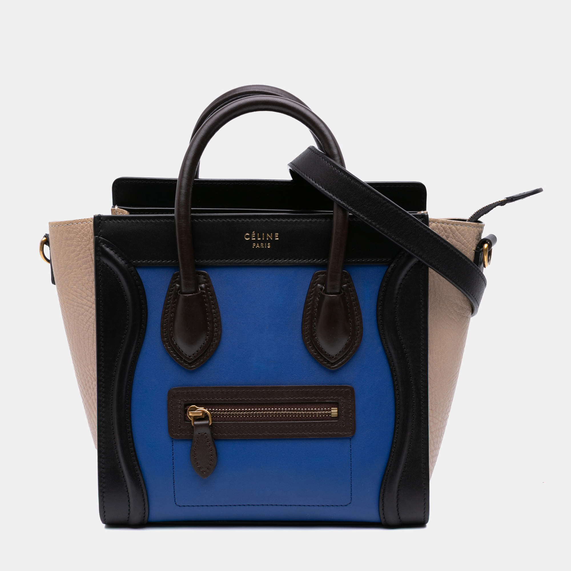 Celine Tricolor Leather Nano Luggage Tote