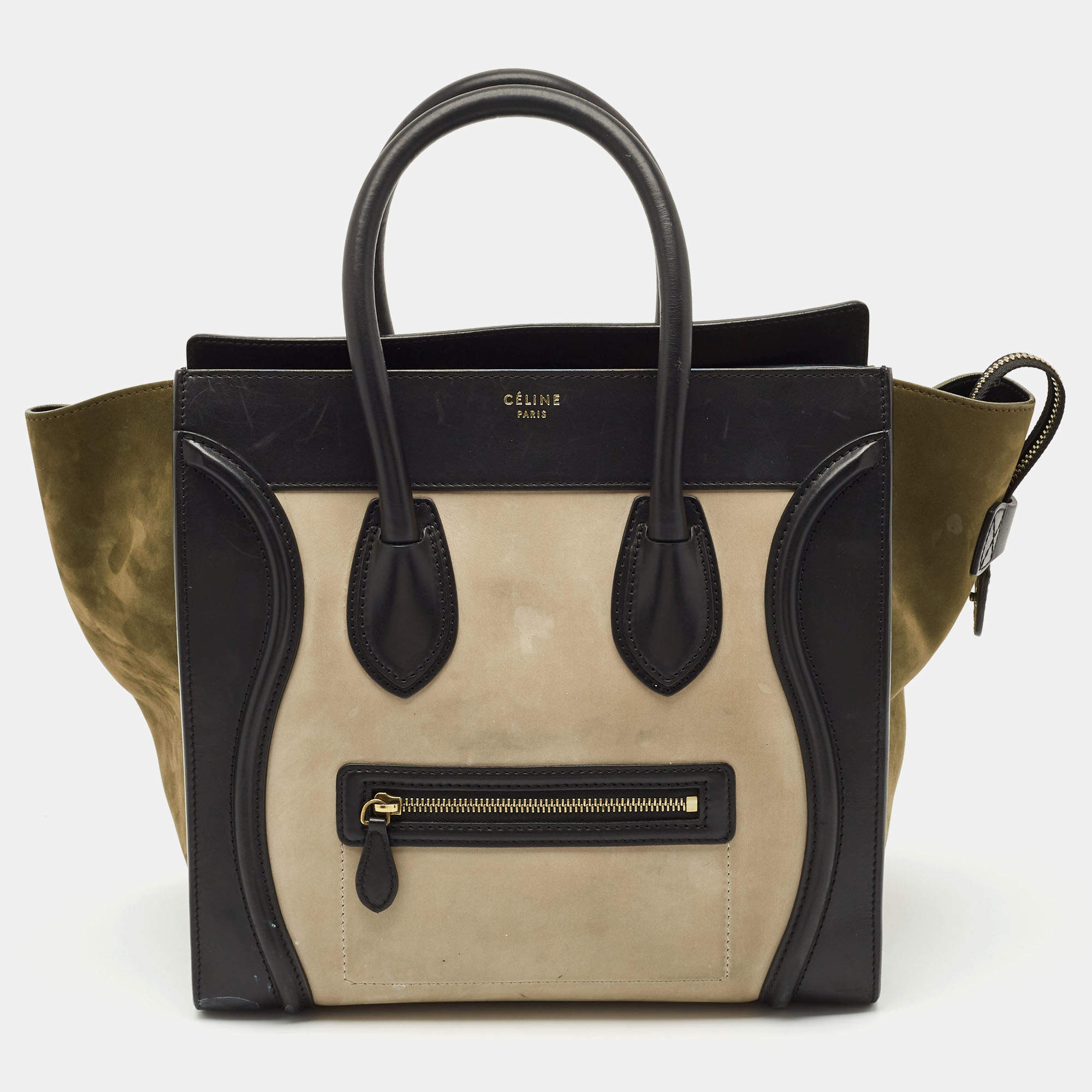 Celine Multicolor Leather and Suede Mini Luggage Tote