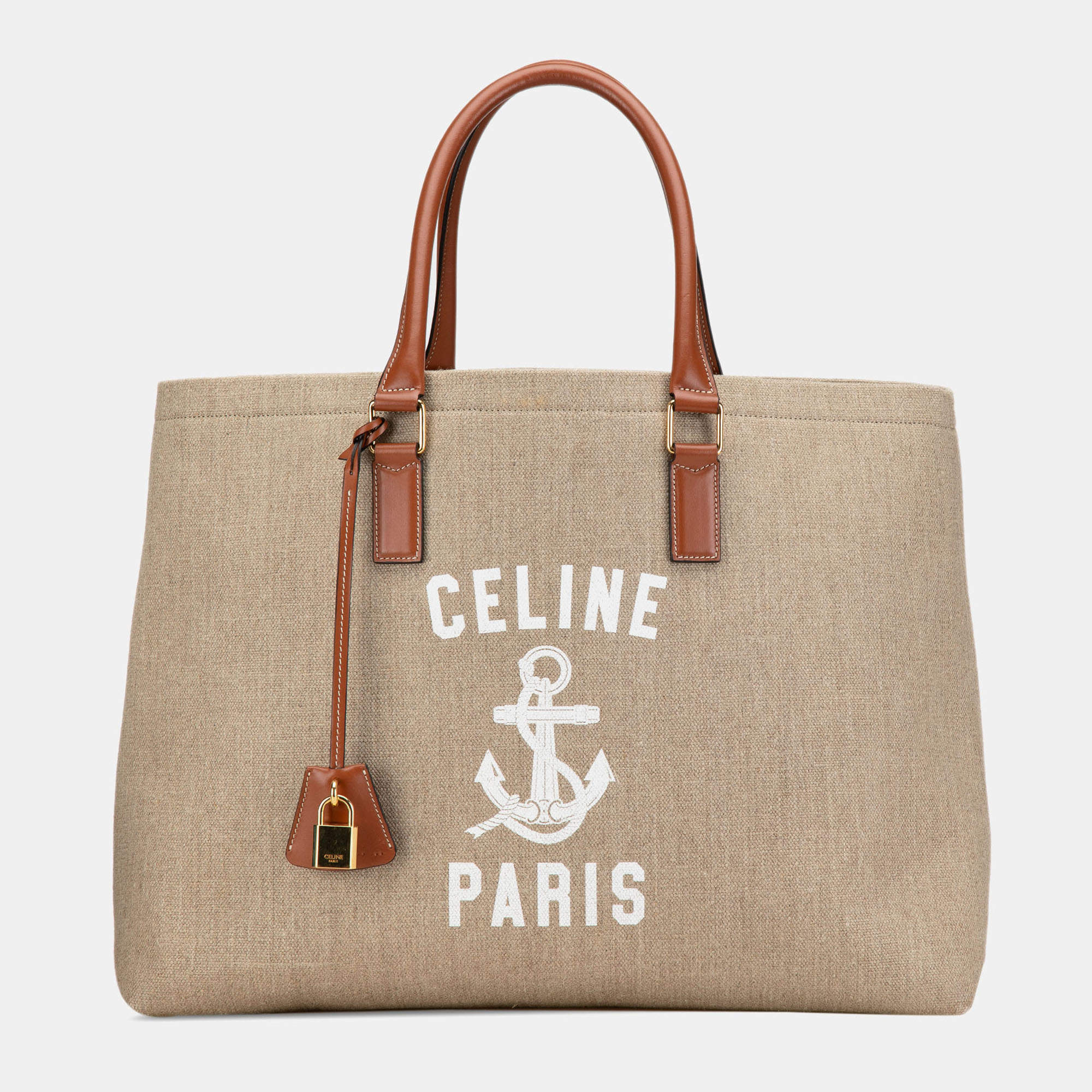 Celine Beige Paris Horizontal Cabas Tote