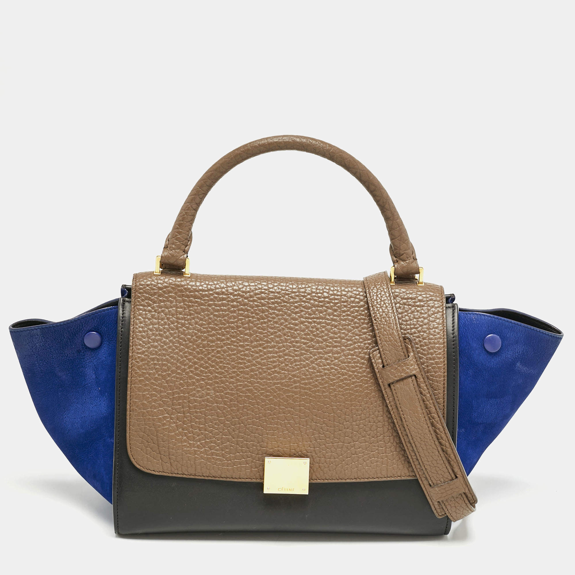 Celine Tricolor Leather Small Trapeze Top Handle Bag